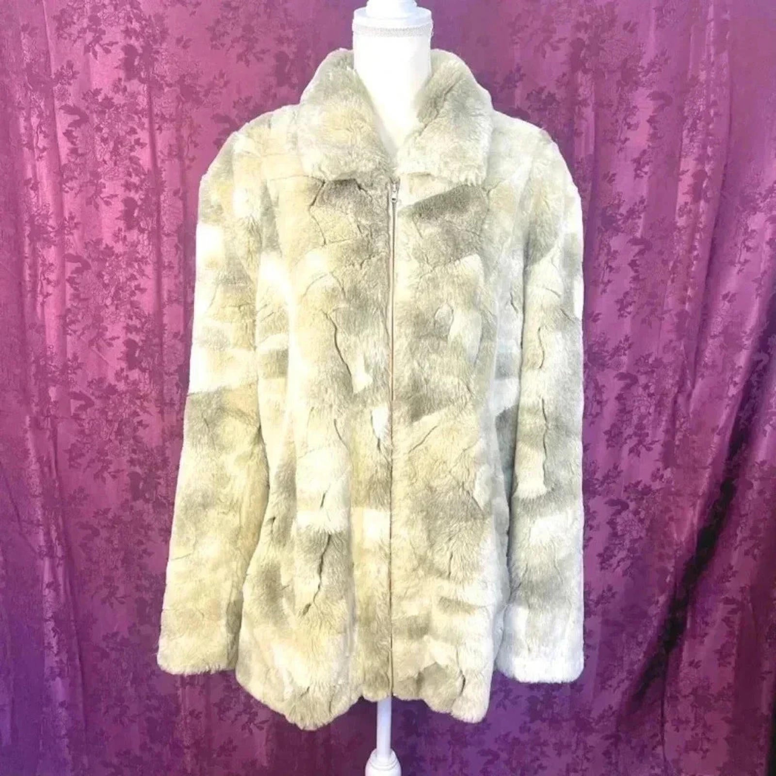 Coldwater Creek Tan Faux Fur Jacket size 1X XL mob wife by Hot Girl Secondhand