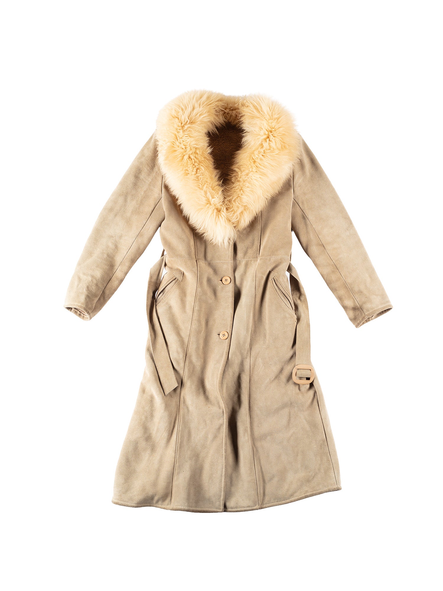 Vintage 70's Women Penny Lane Faux Sheepskin Coat in Beige by Northern Grip
