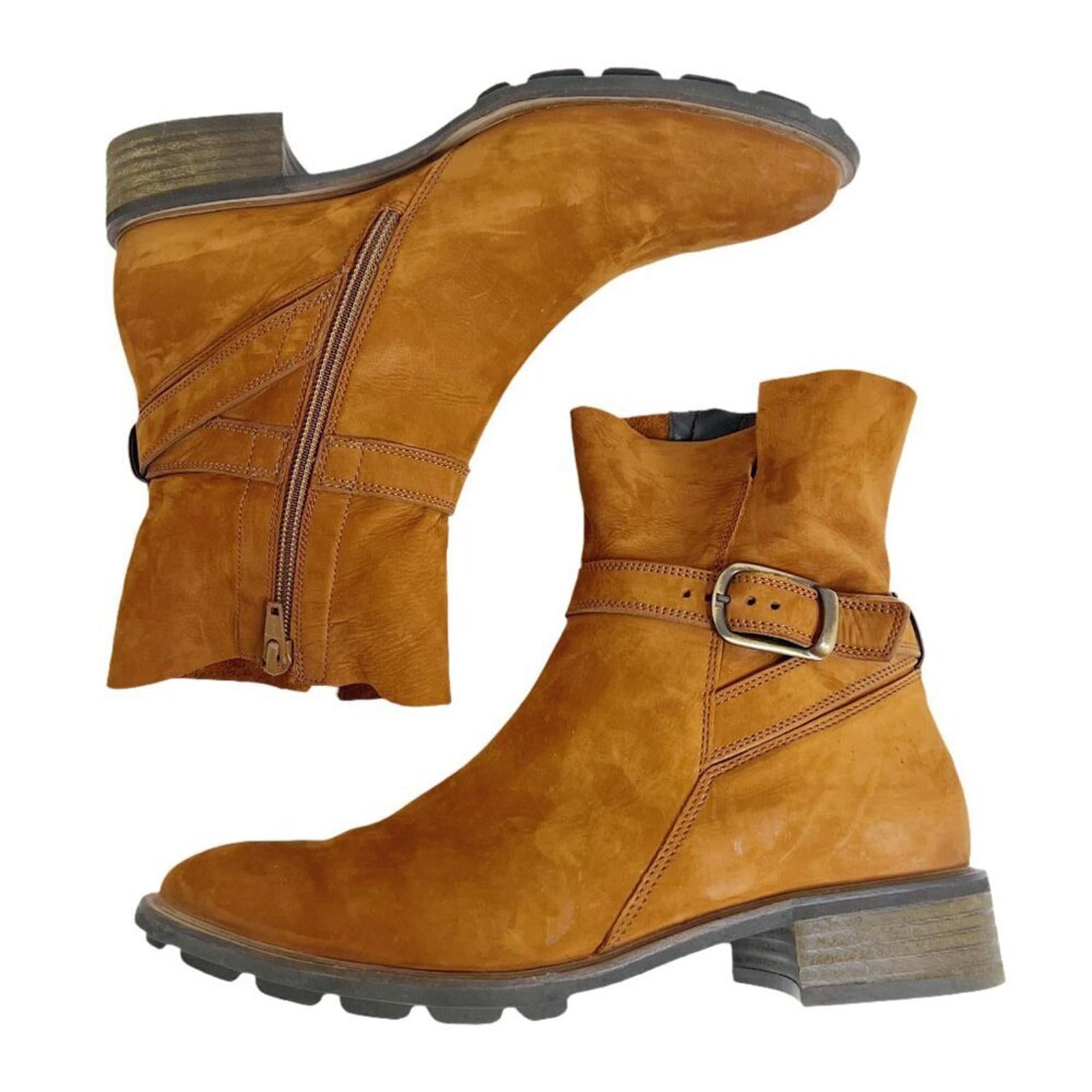 Paul Green Denver Belted Biker Moto Booties Ankle Boots in Toffee Sued by Hot Girl Secondhand