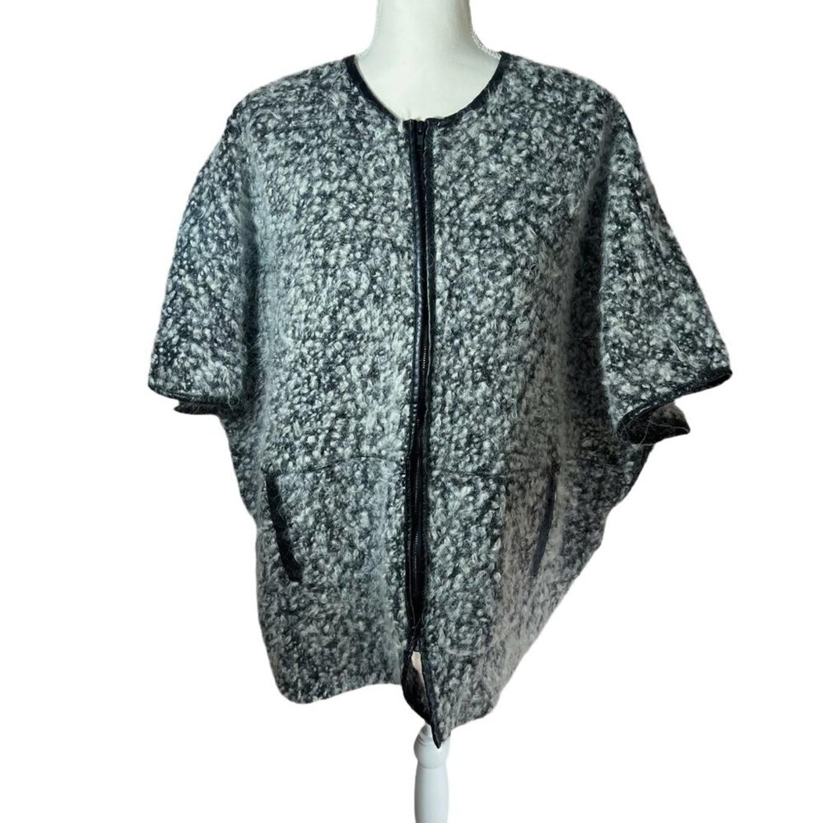 Anthropologie PBO Philosophy Blues Original Boucle Wool Leather Cardig by Hot Girl Secondhand