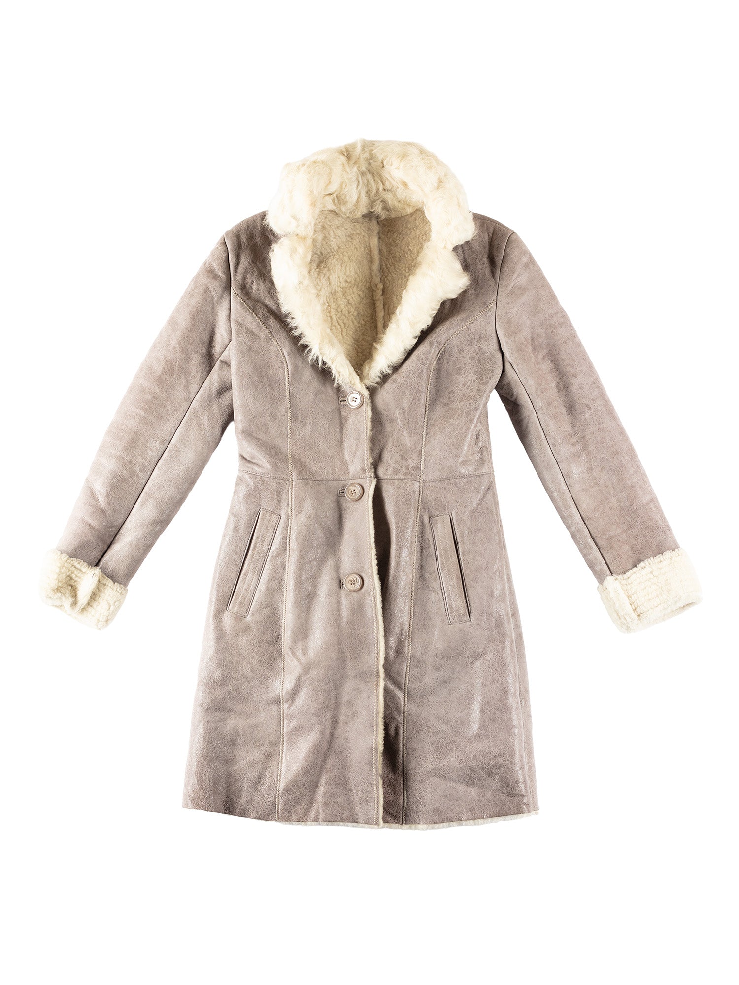 Vintage 70's Women Sheepskin Penny Lane Coat in Gray by Northern Grip