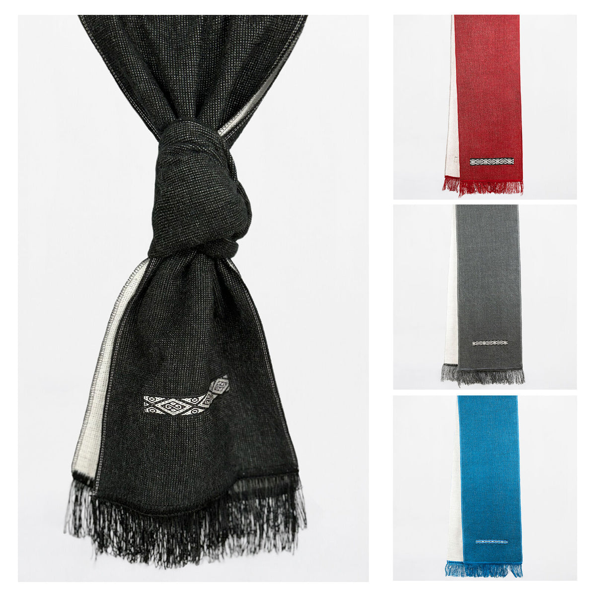 Alpaca Wool Scarves - Dual-Tone, Brushed Finish, Embroidery - Andean E by ECUALAMA