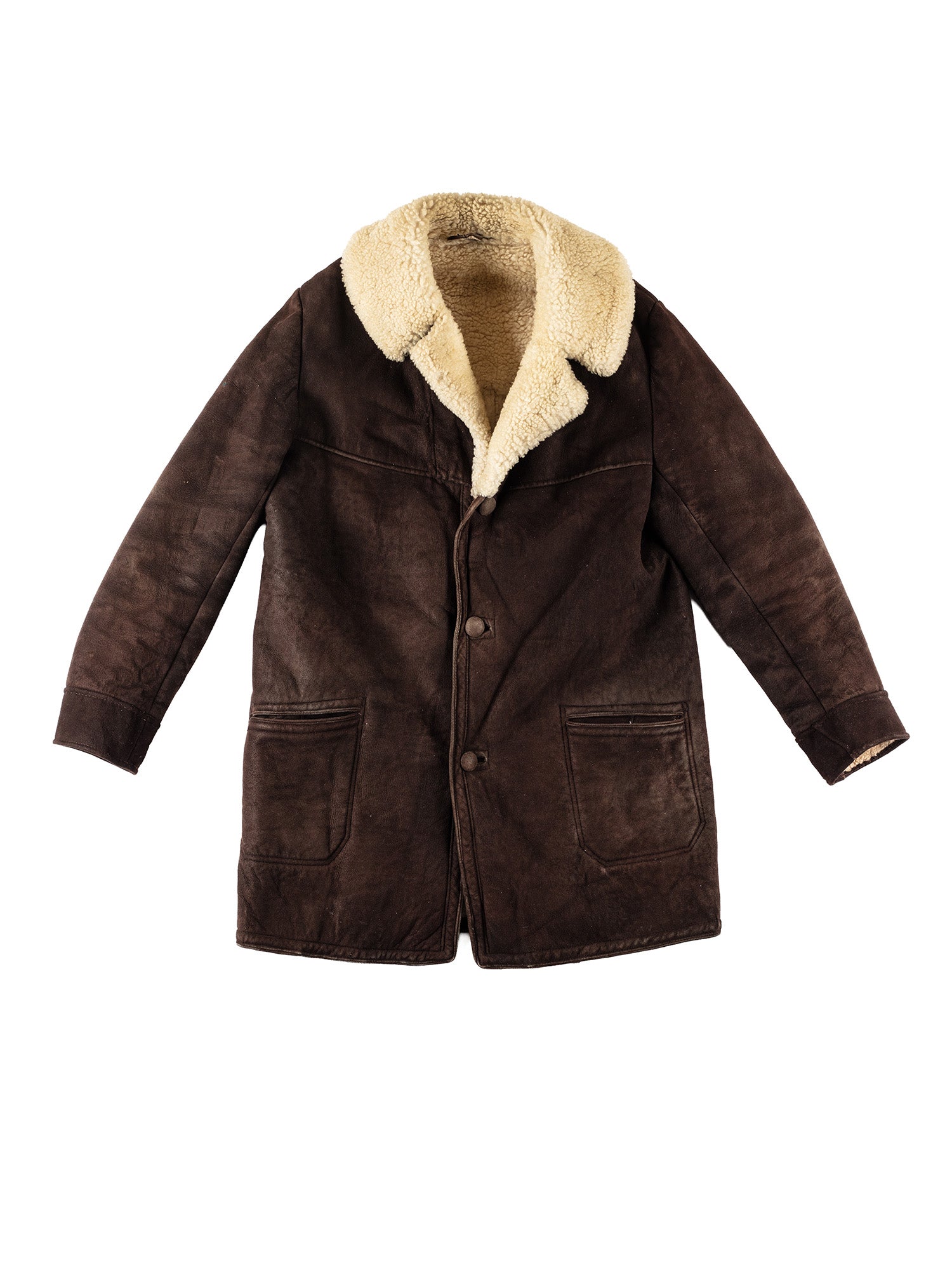 Vintage 80's Men Sheepskin Coat in Brown by Northern Grip