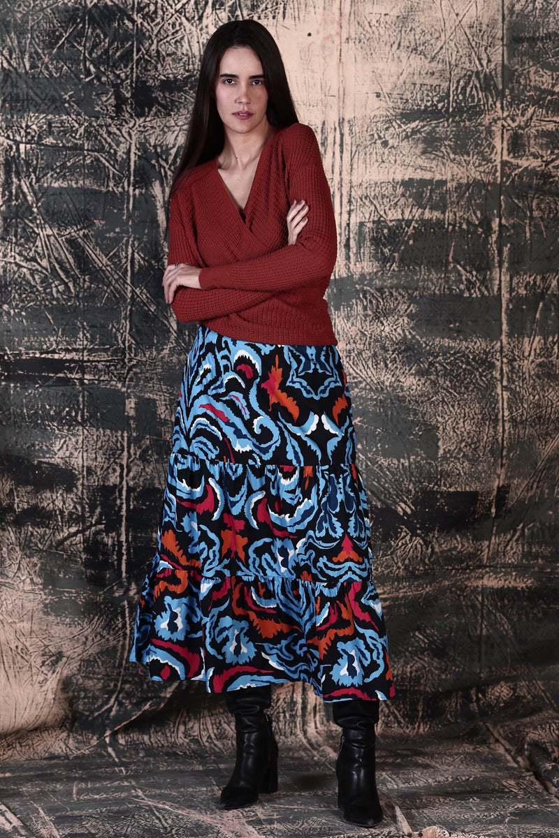 IKAT DAMASK ADA SKIRT by Maude Vivante
