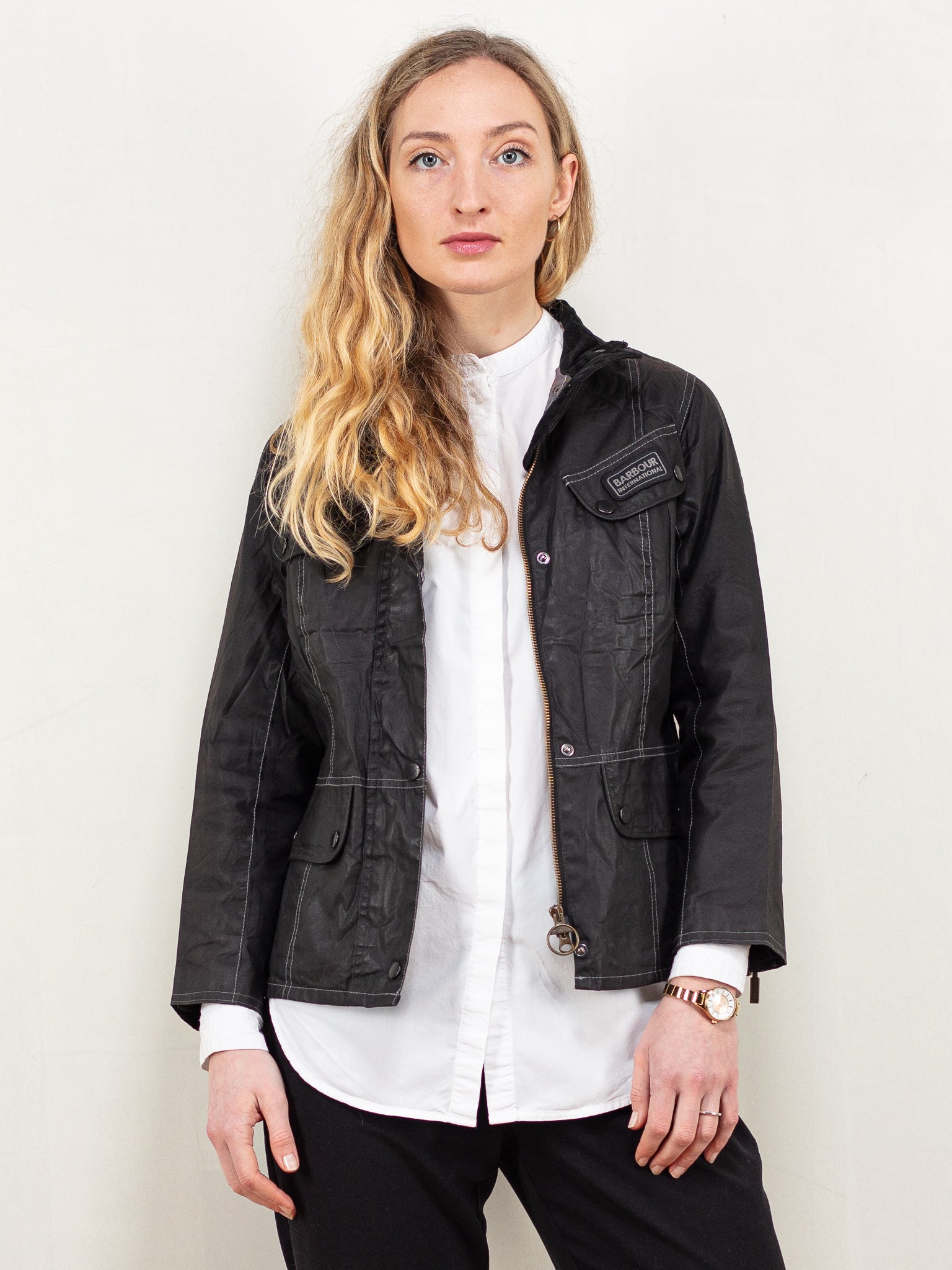 Vintage 00's Women BARBOUR Cotton Waxed Jacket in Black by Northern Grip