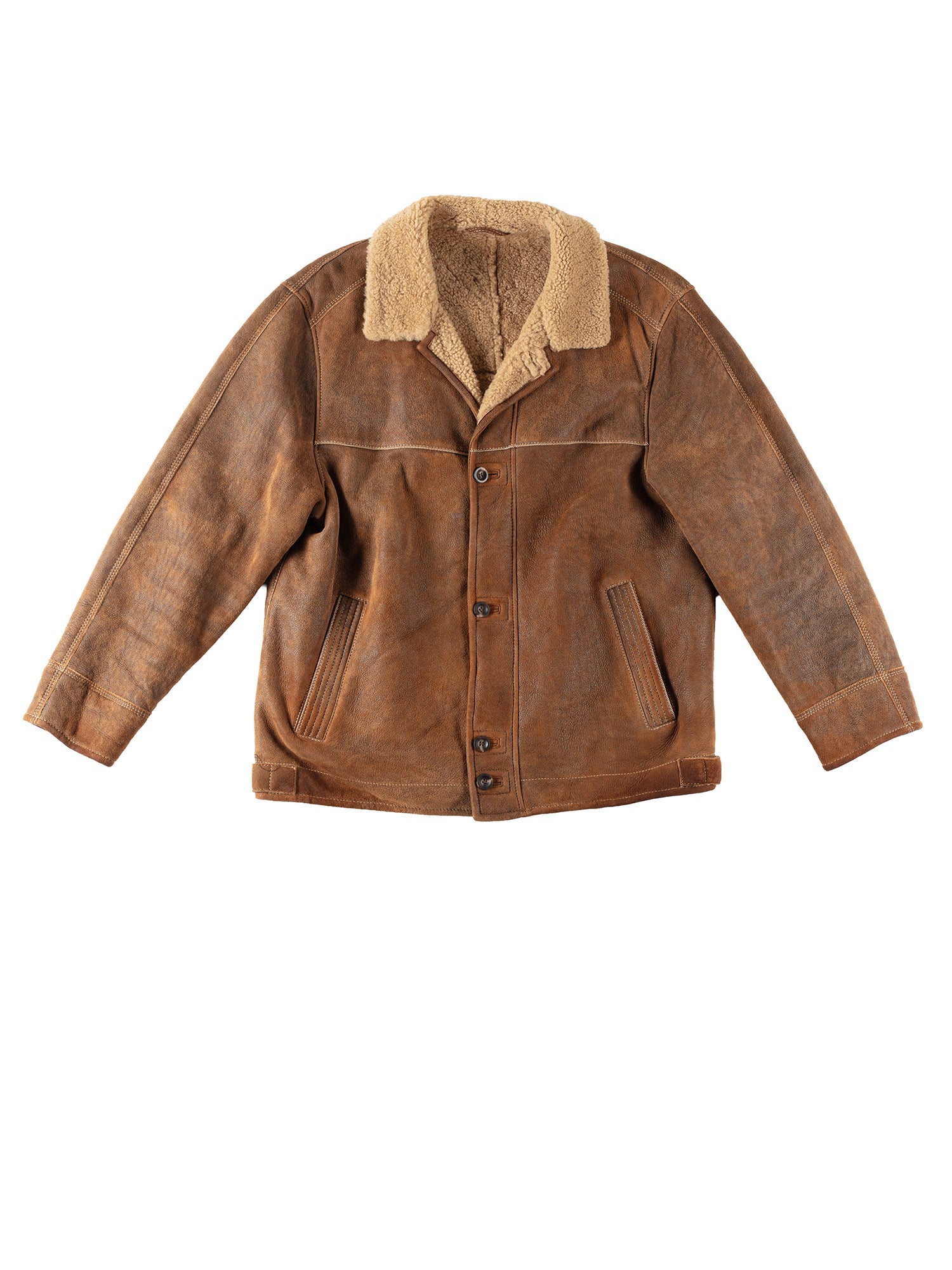 Vintage 90's Men Sheepskin Jacket in Brown by Northern Grip