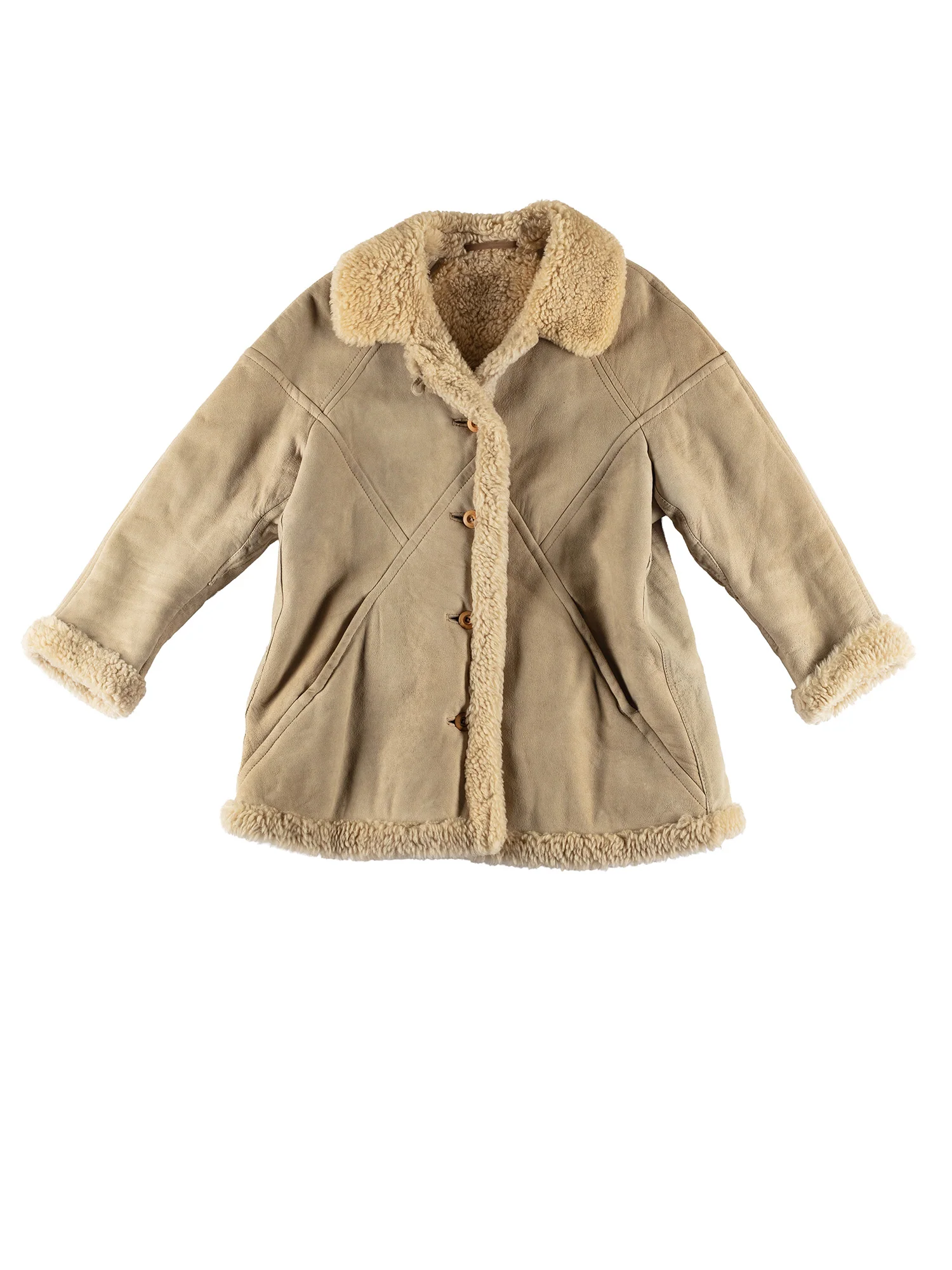 Vintage 80's Women Sheepskin Coat in Beige by Northern Grip