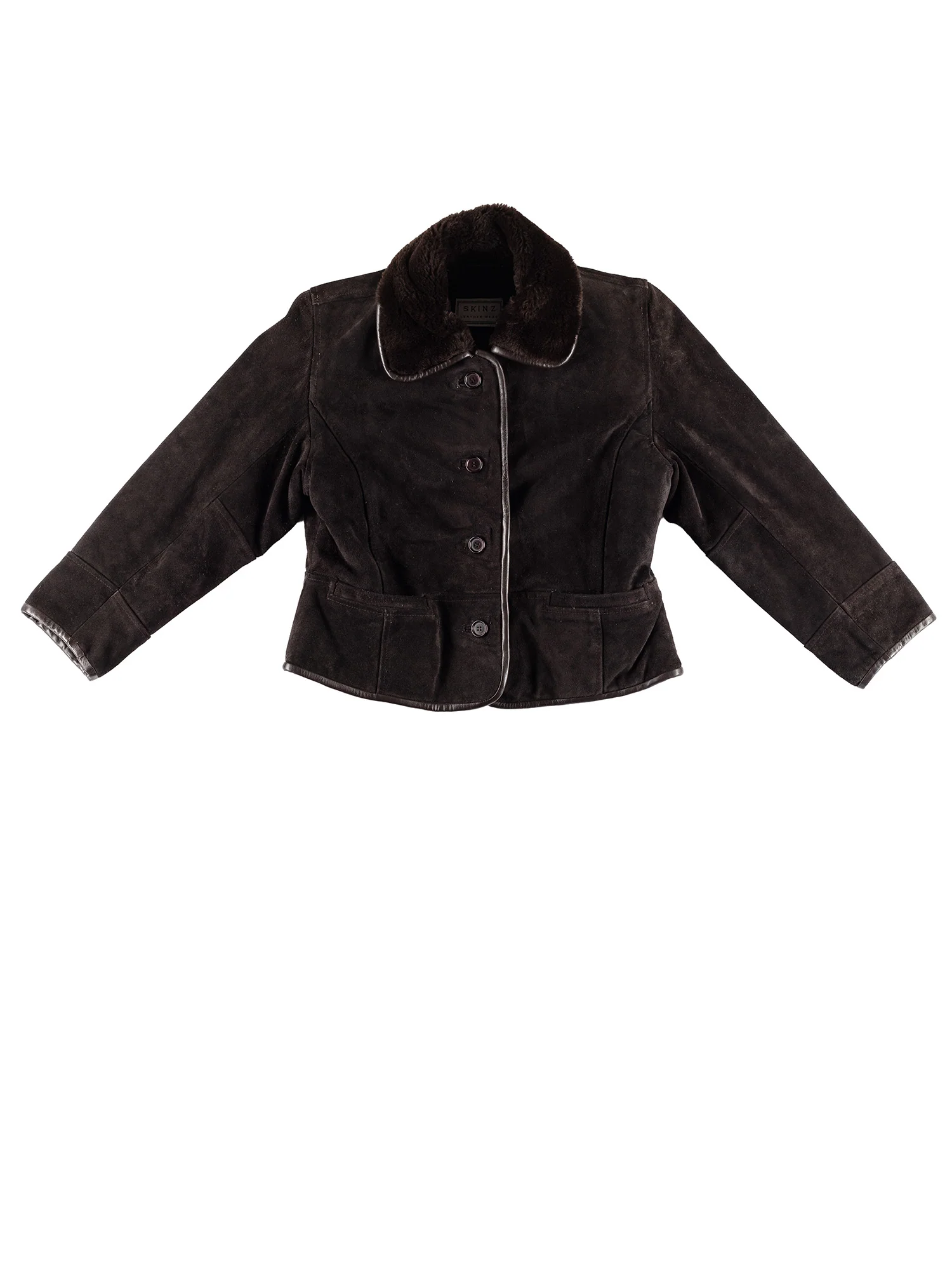 Vintage 70's Women Faux Sheepskin Jacket in Dark Brown by Northern Grip