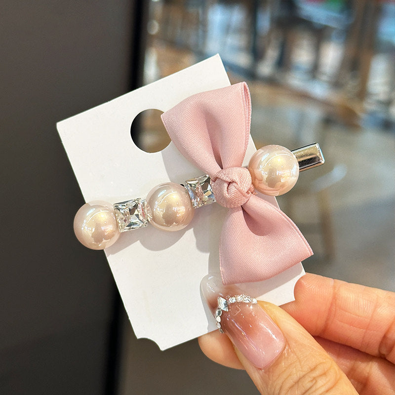 Pink Pearl Bow Hair Clip Coquette Y2K | Cream Berry by Land Decora