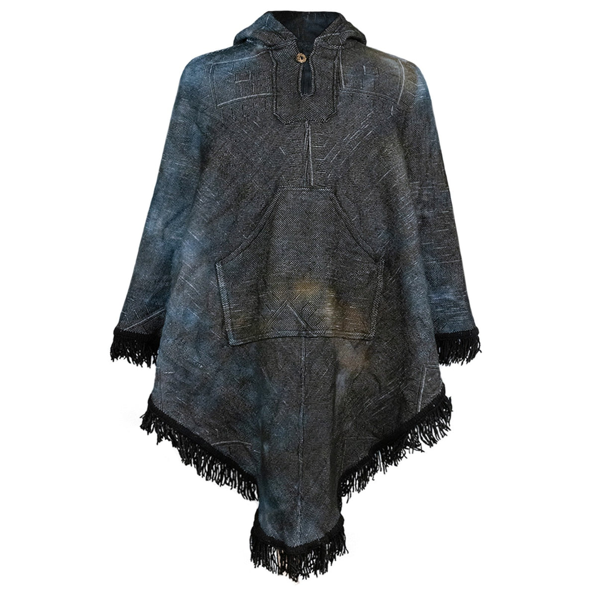 Sumaq Llama Wool Hooded Poncho – Midnight Clouds by ECUALAMA