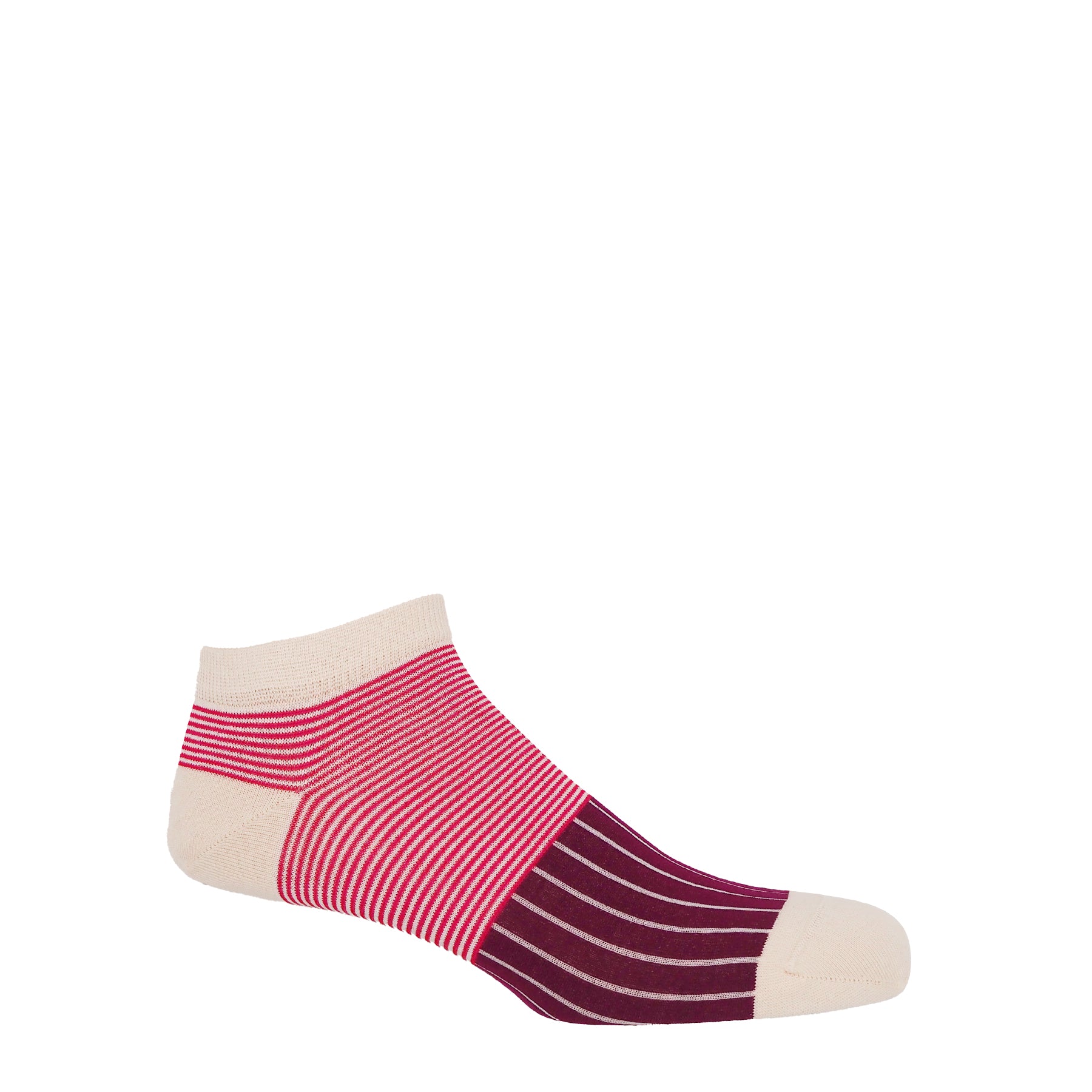 Oxford Stripe Men's Trainer Socks - Burgundy by Peper Harow