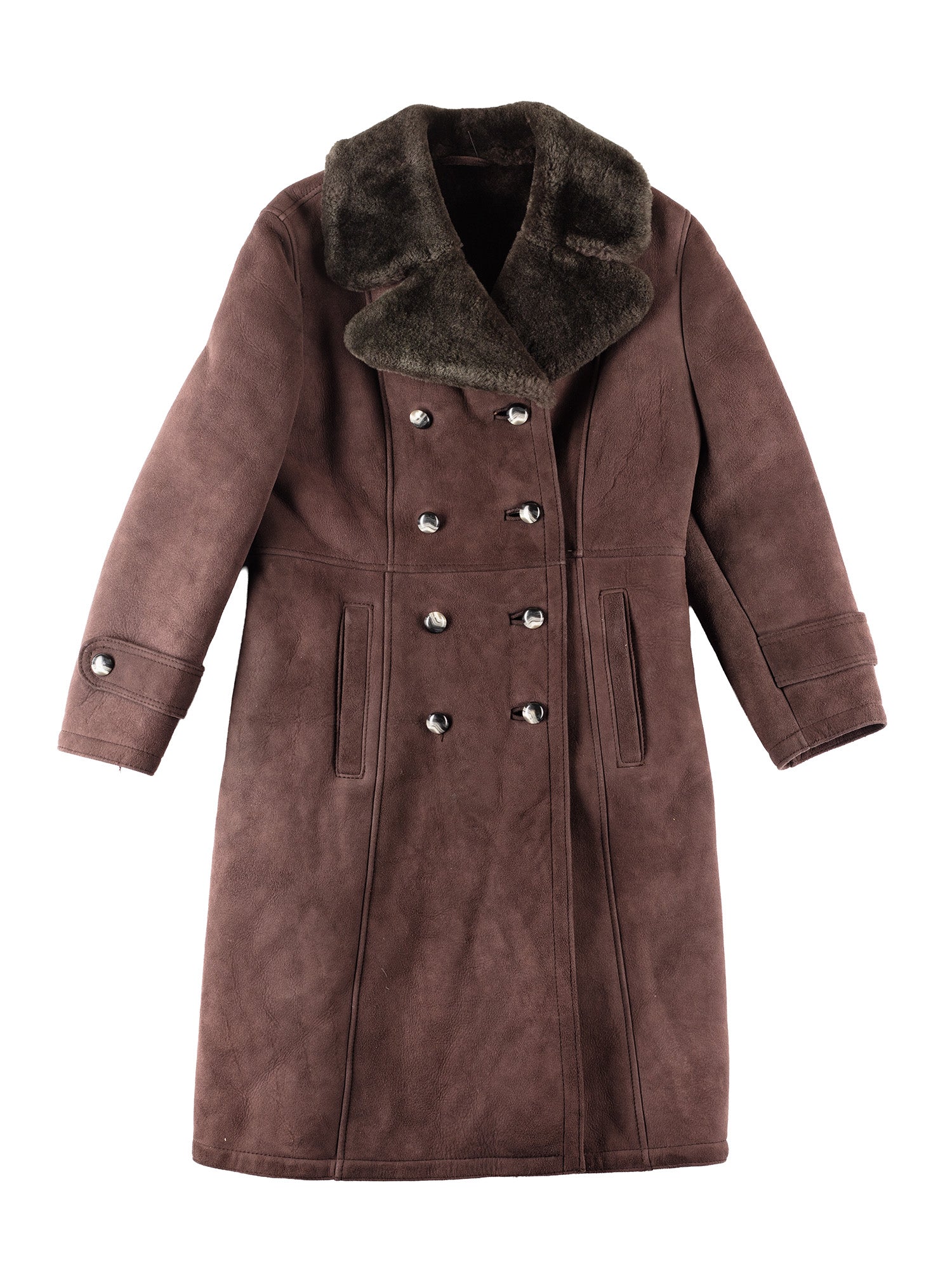 Vintage 80's Women Sheepskin Coat in Brown by Northern Grip