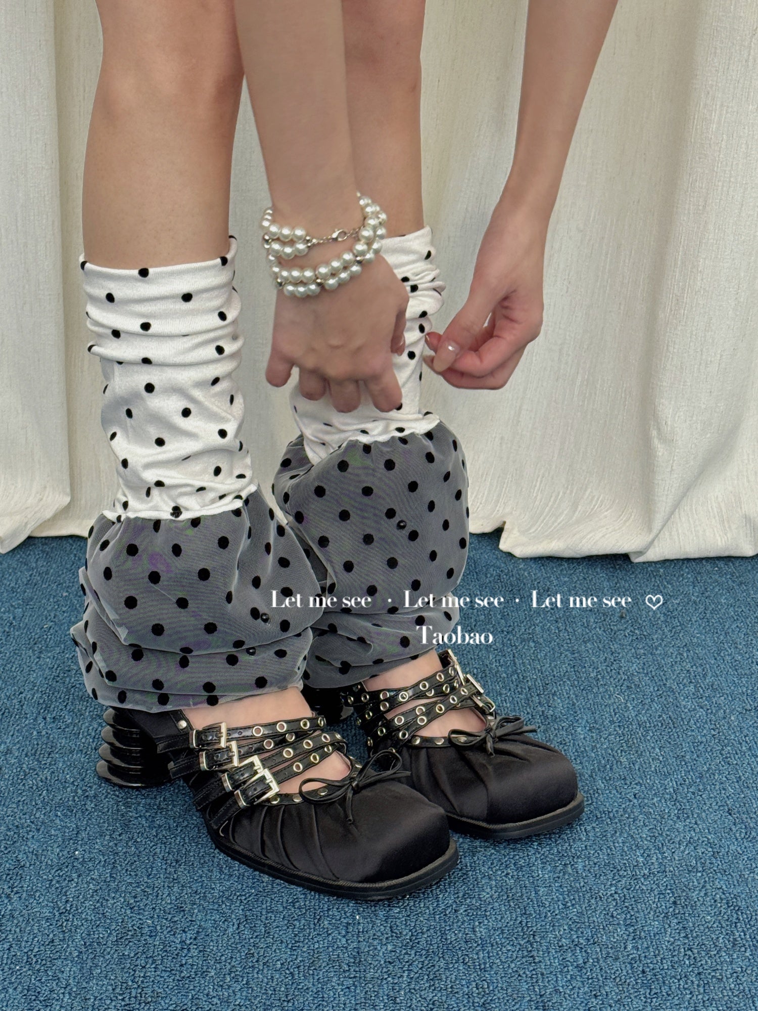 Kawaii Patchwork Polka Dot Leg Warmers - Versatile Cute Socks - LET ME SEE by Land Decora