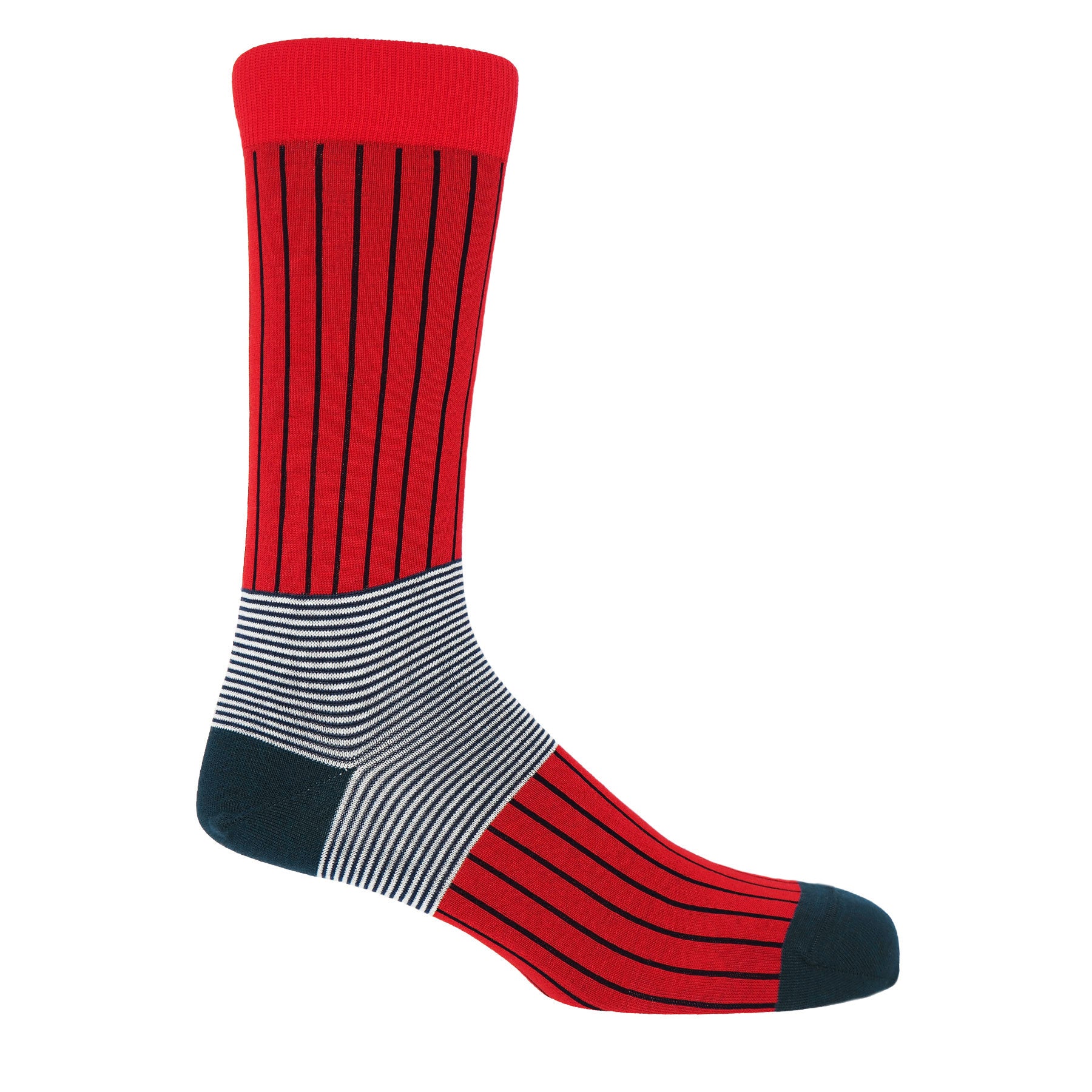 Oxford Stripe Men's Socks - Scarlet by Peper Harow