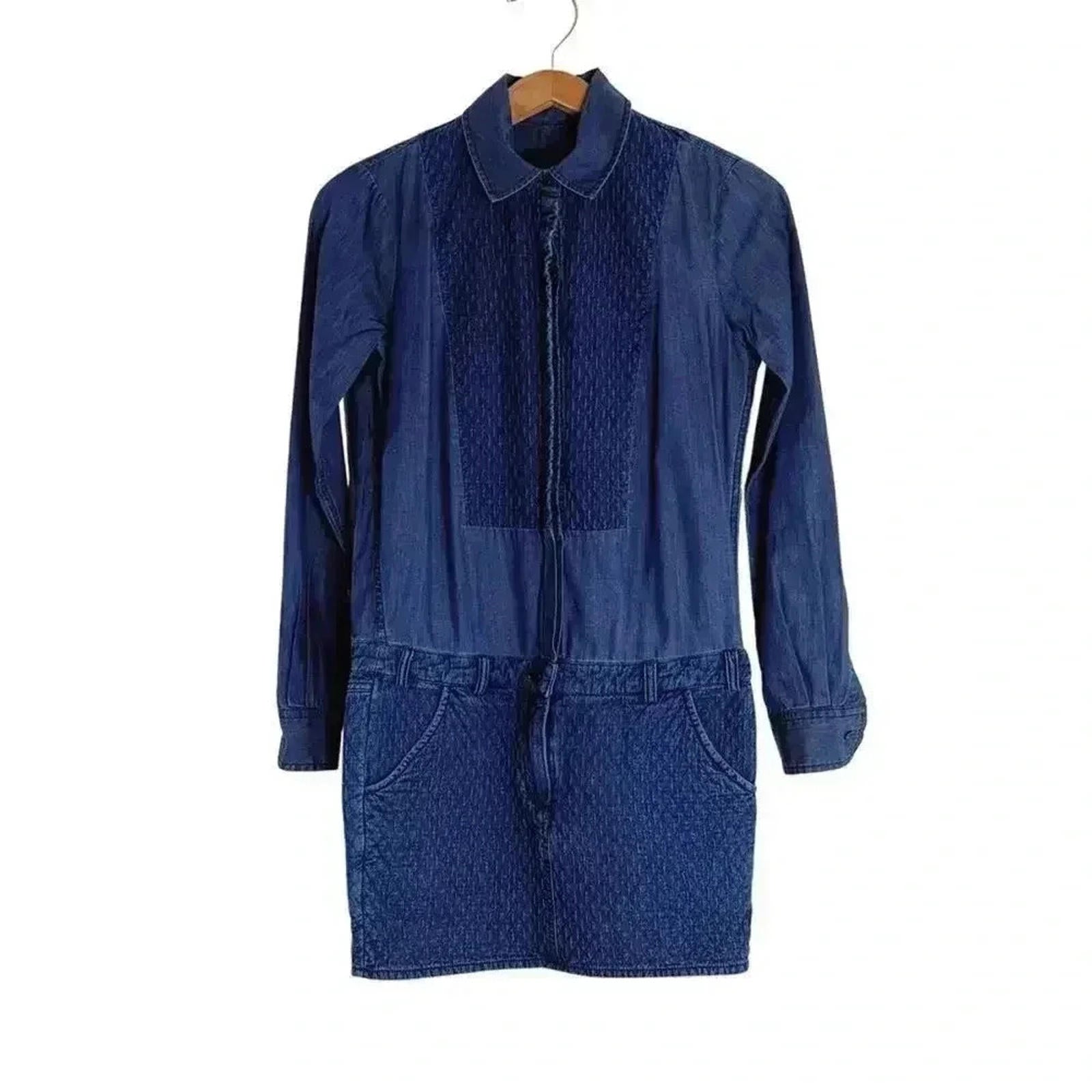 Joe's Jeans Denim Dress Long Sleeve Top Quilted Bottom Women's Size S by Hot Girl Secondhand