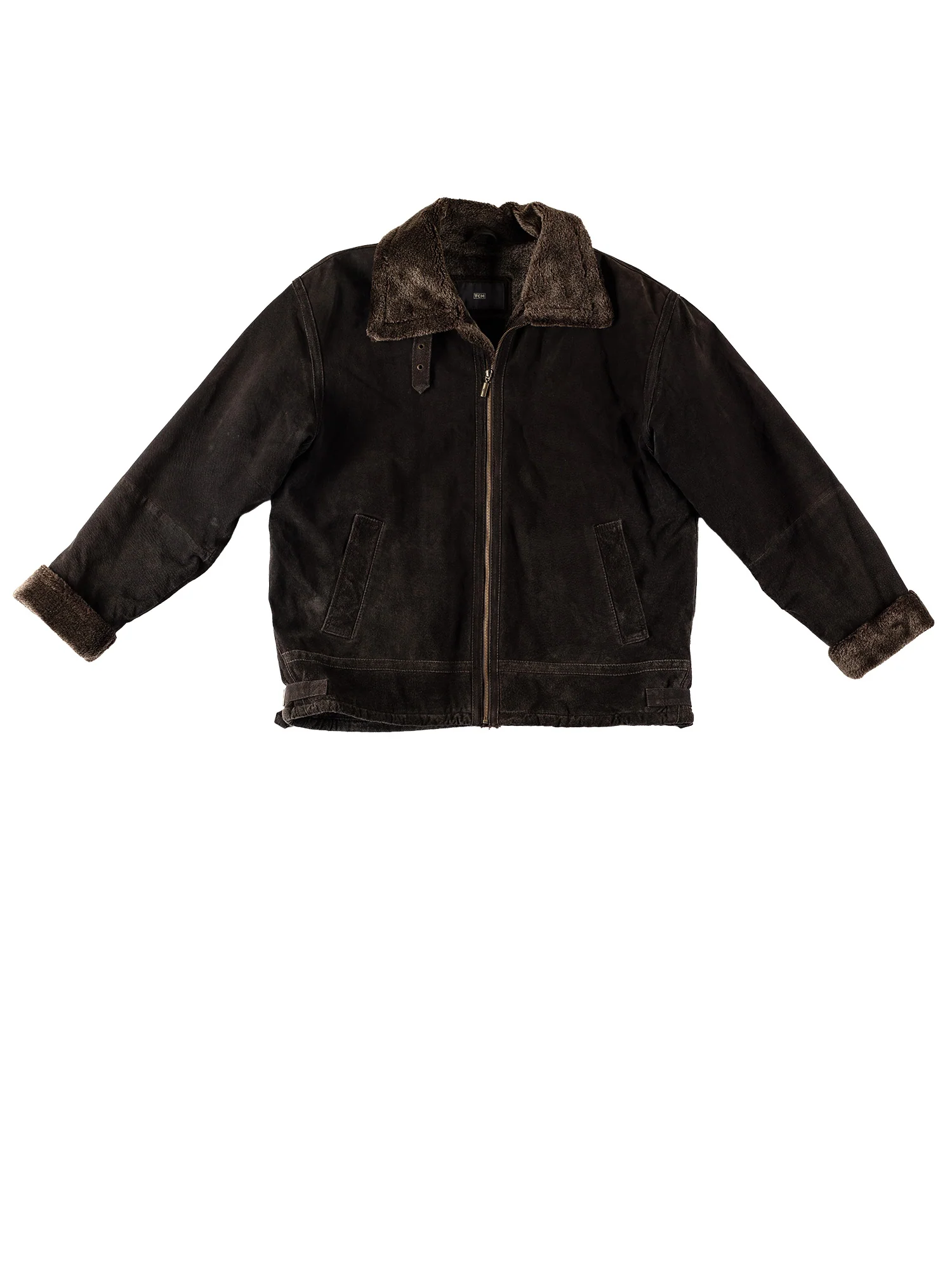 Vintage 80's Men Faux Sheepskin Jacket in Brown by Northern Grip