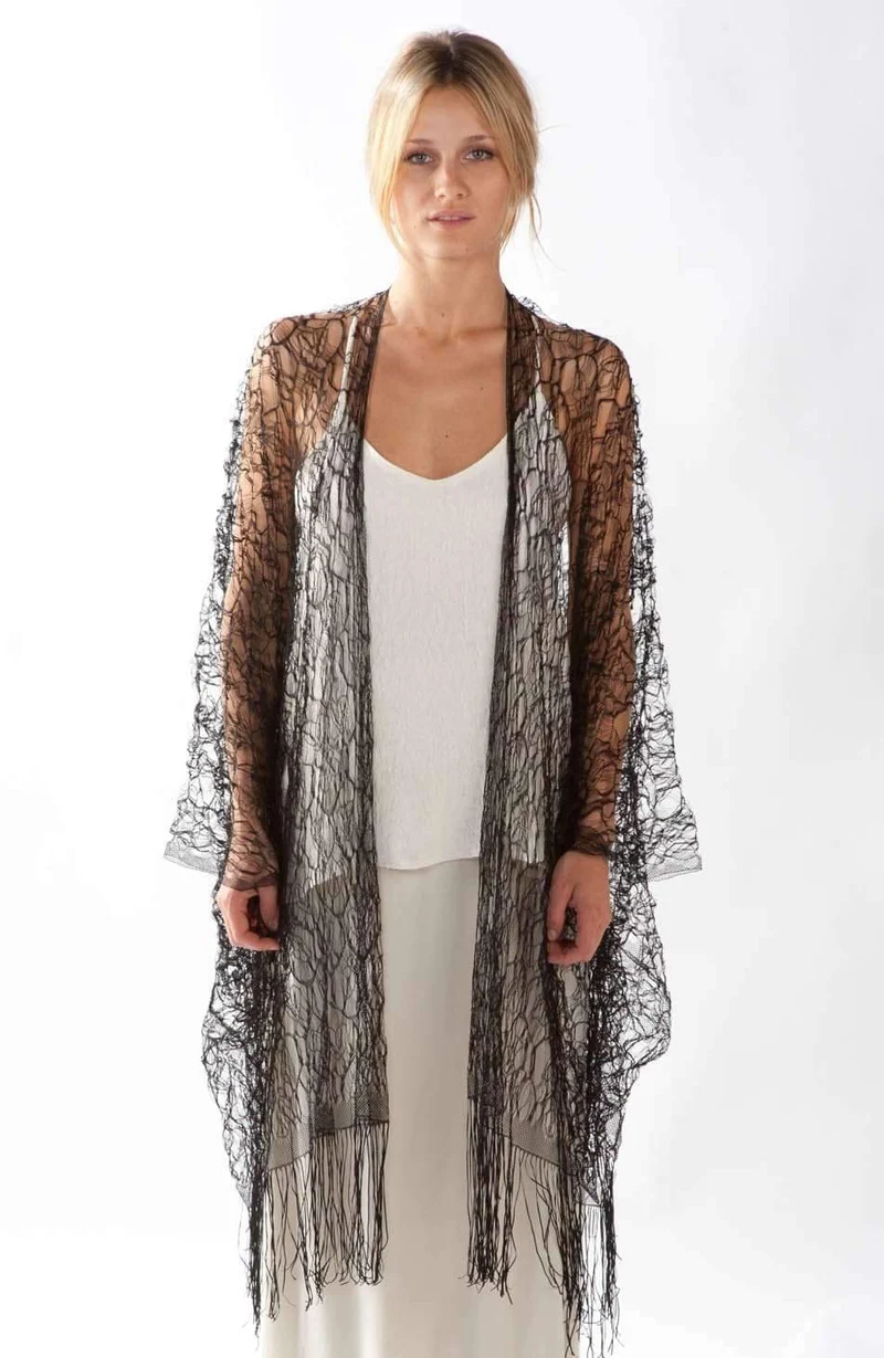 Charcot Shawl | Black | White | Ivory by Merritt Charles