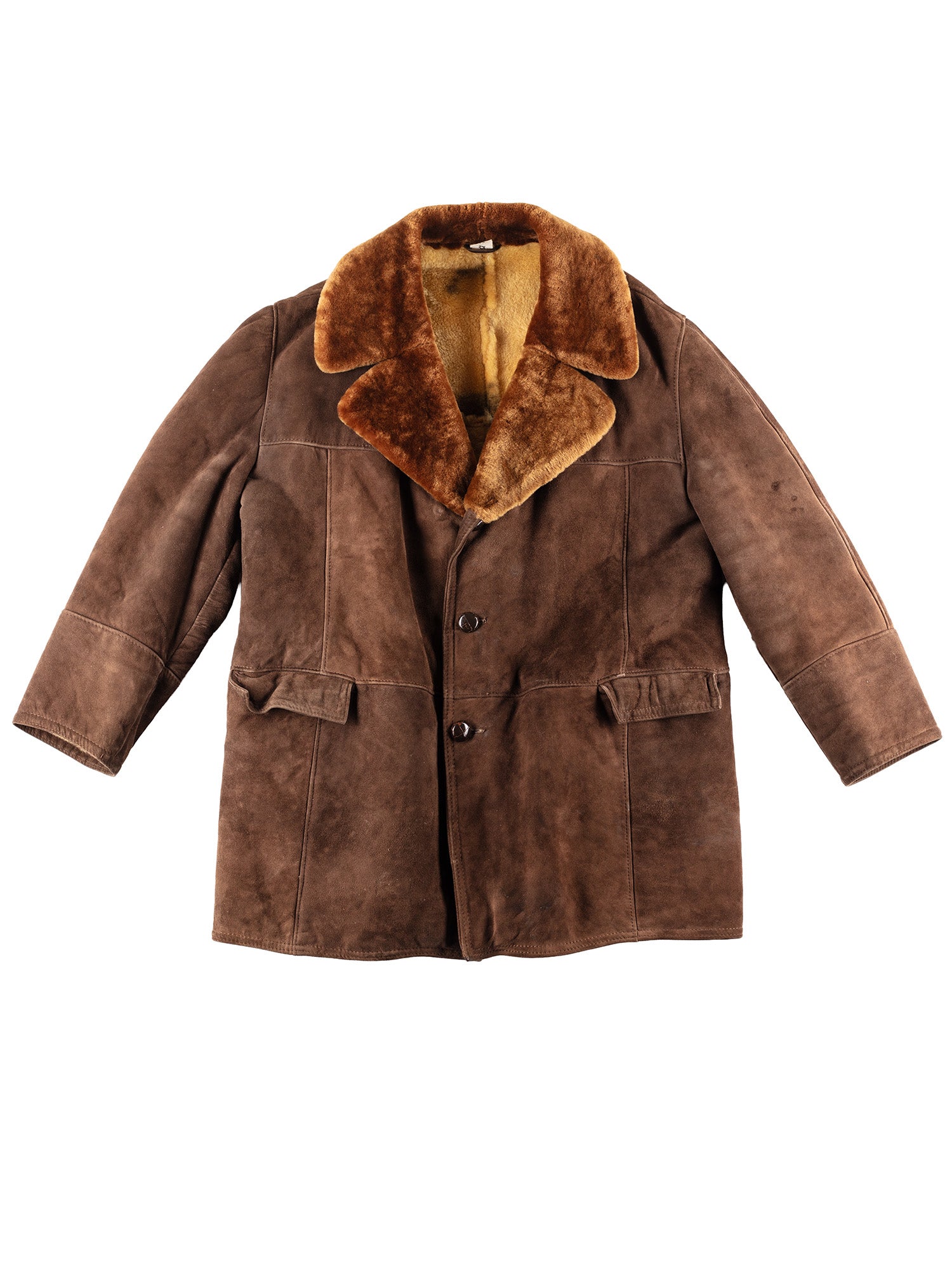 Vintage 70's Men Sheepskin Coat in Brown by Northern Grip