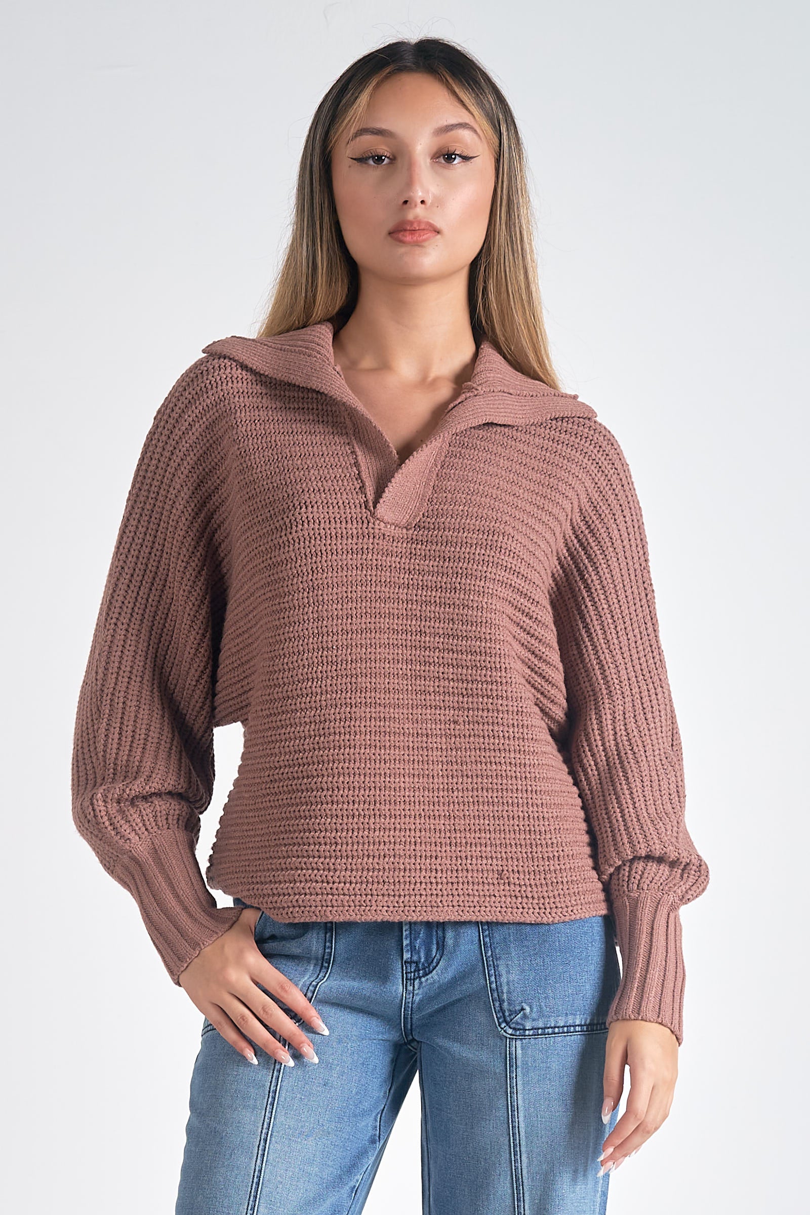 Collared V-Neck Sweater by Sierra Deene