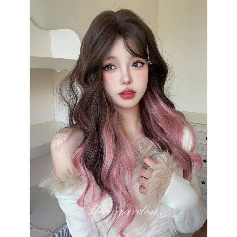 Alice Garden Harajuku Style Long Wig – French Gradient Pink to Black C by Land Decora