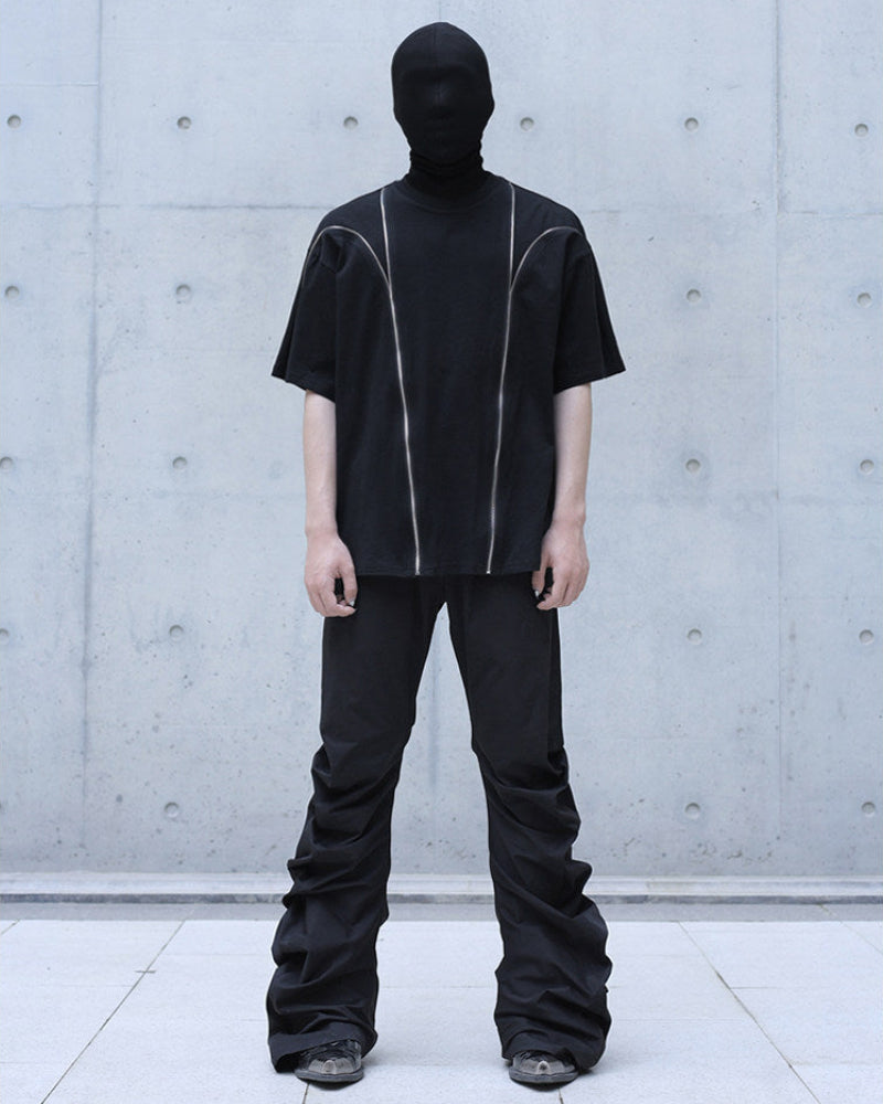 Solid Color Decon Zip Spliced Tee by OFFCULTURE