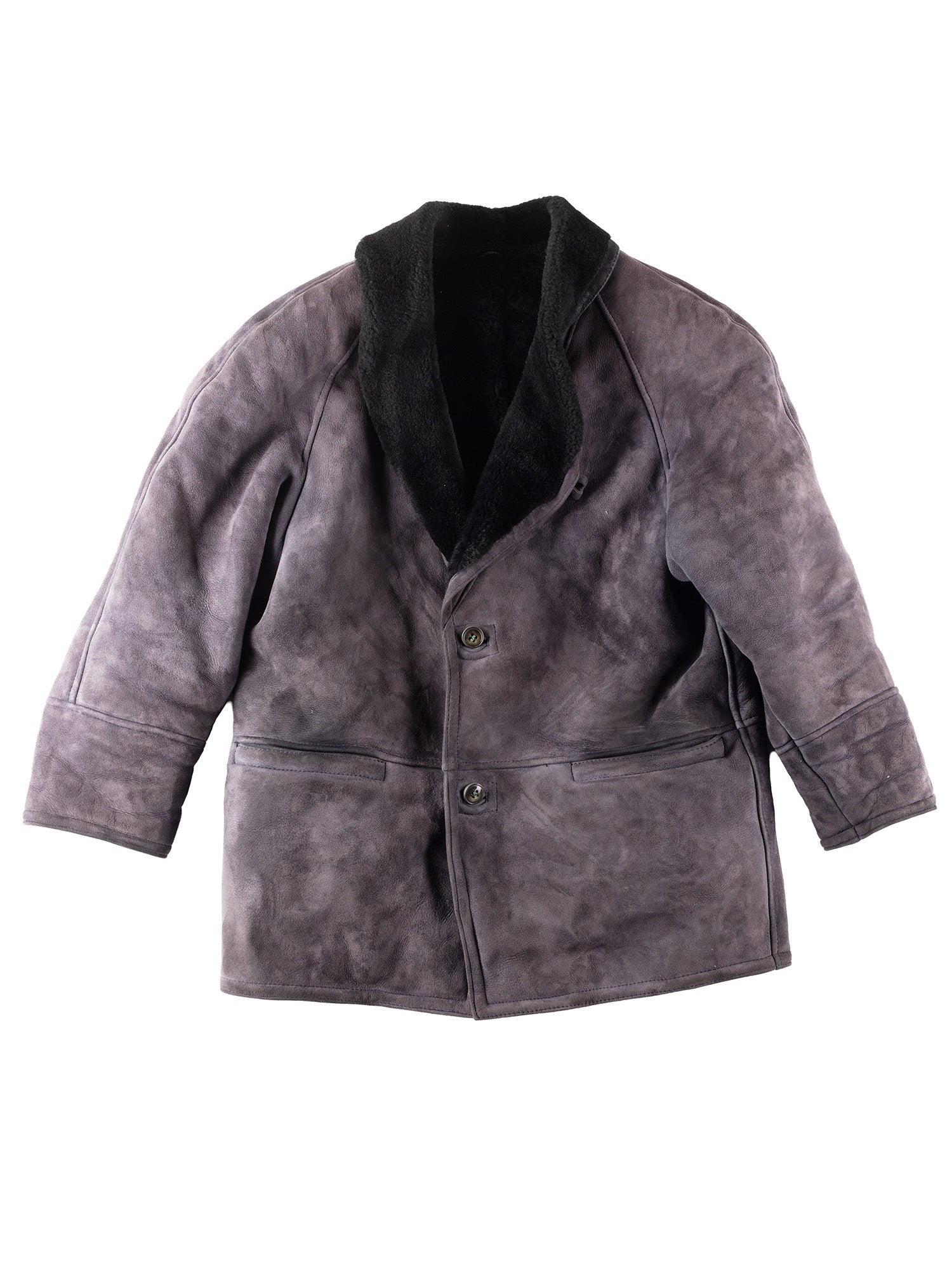 Vintage 80's Men Sheepskin Coat in Purple by Northern Grip