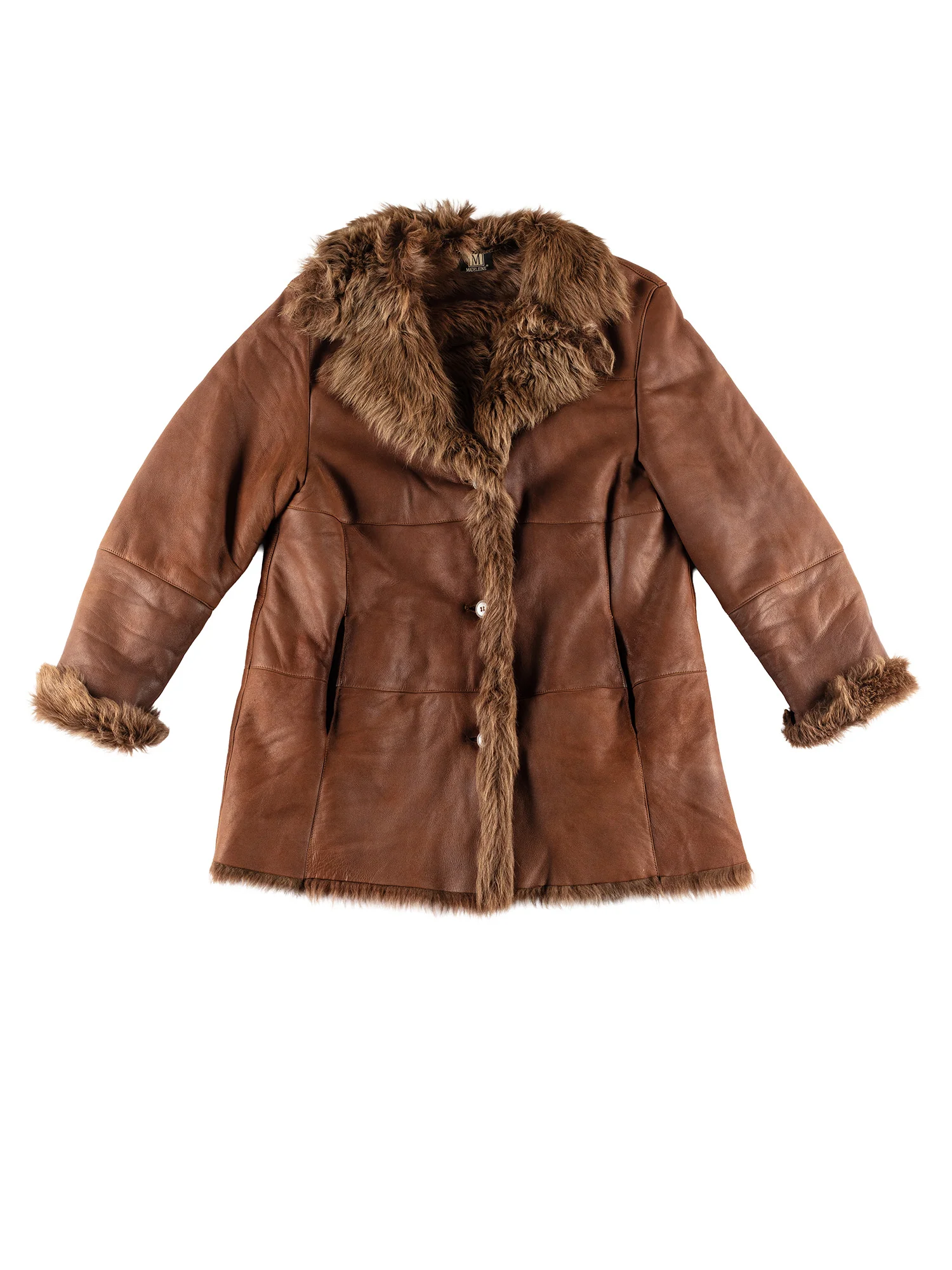 Vintage 80's Women Sheepskin Coat in Brown by Northern Grip