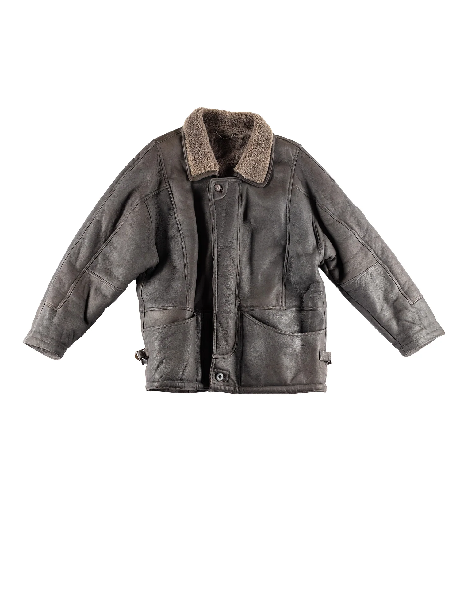 Vintage 80's Men Sheepskin Coat in Gray by Northern Grip