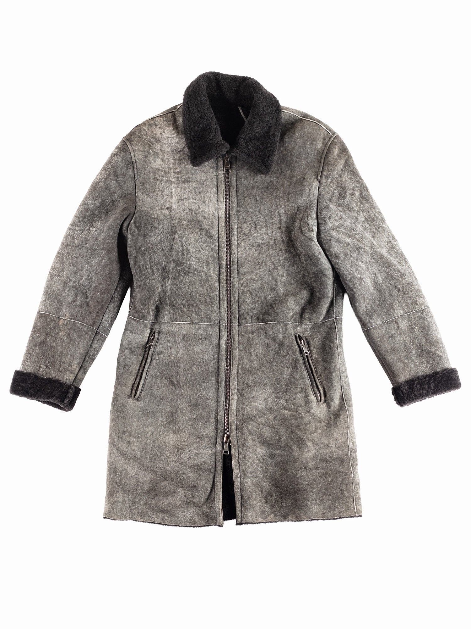 Vintage 00's Women Sheepskin Coat in Gray by Northern Grip