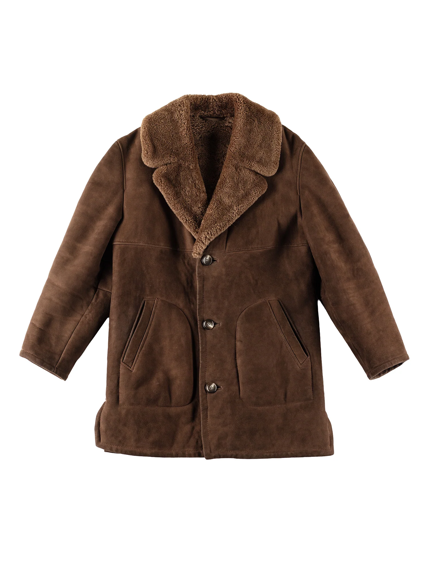 Vintage 70's Men Sheepskin Coat in Brown by Northern Grip
