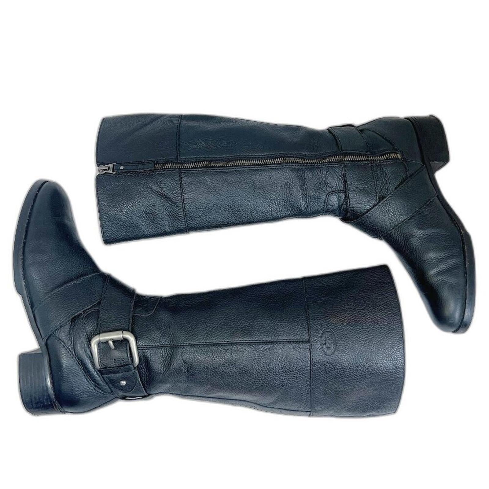 Fossil Black Pebbled Leather Riding Boots Knee High Boots Old Money Si by Hot Girl Secondhand