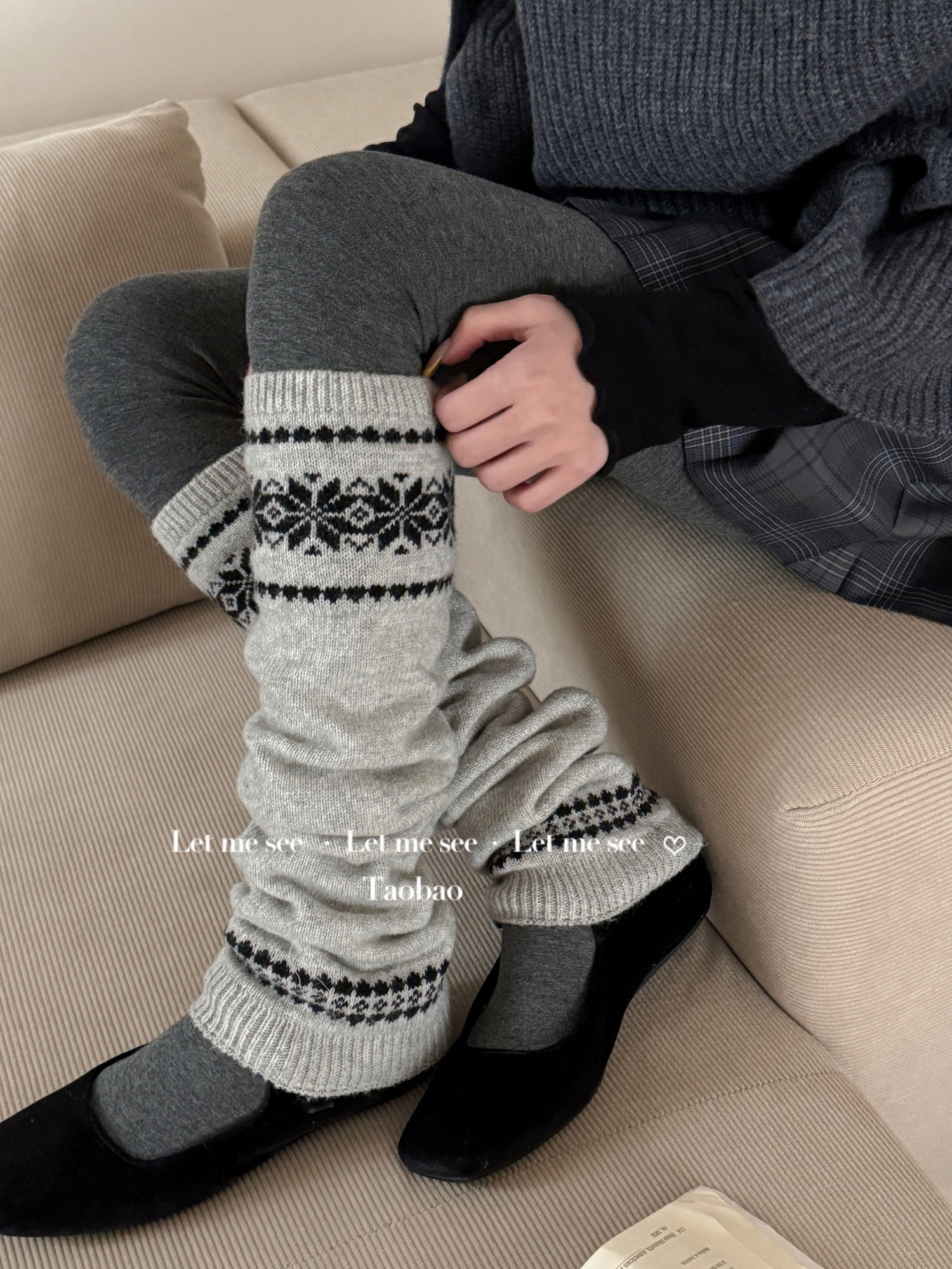Fair Isle Snowflake Leg Warmers - LET ME SEE by Land Decora