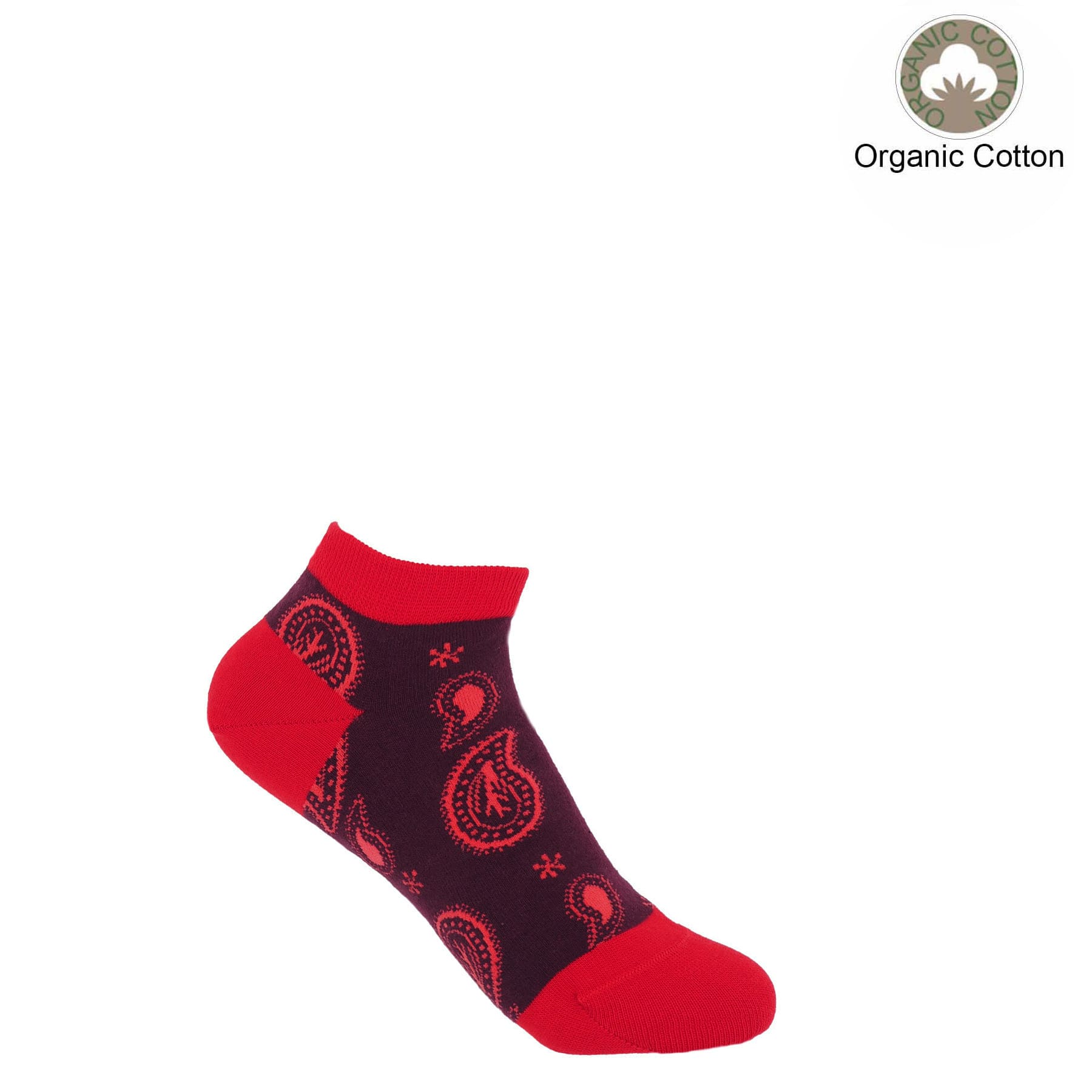 Paisley Women's Trainer Socks - Burgundy by Peper Harow