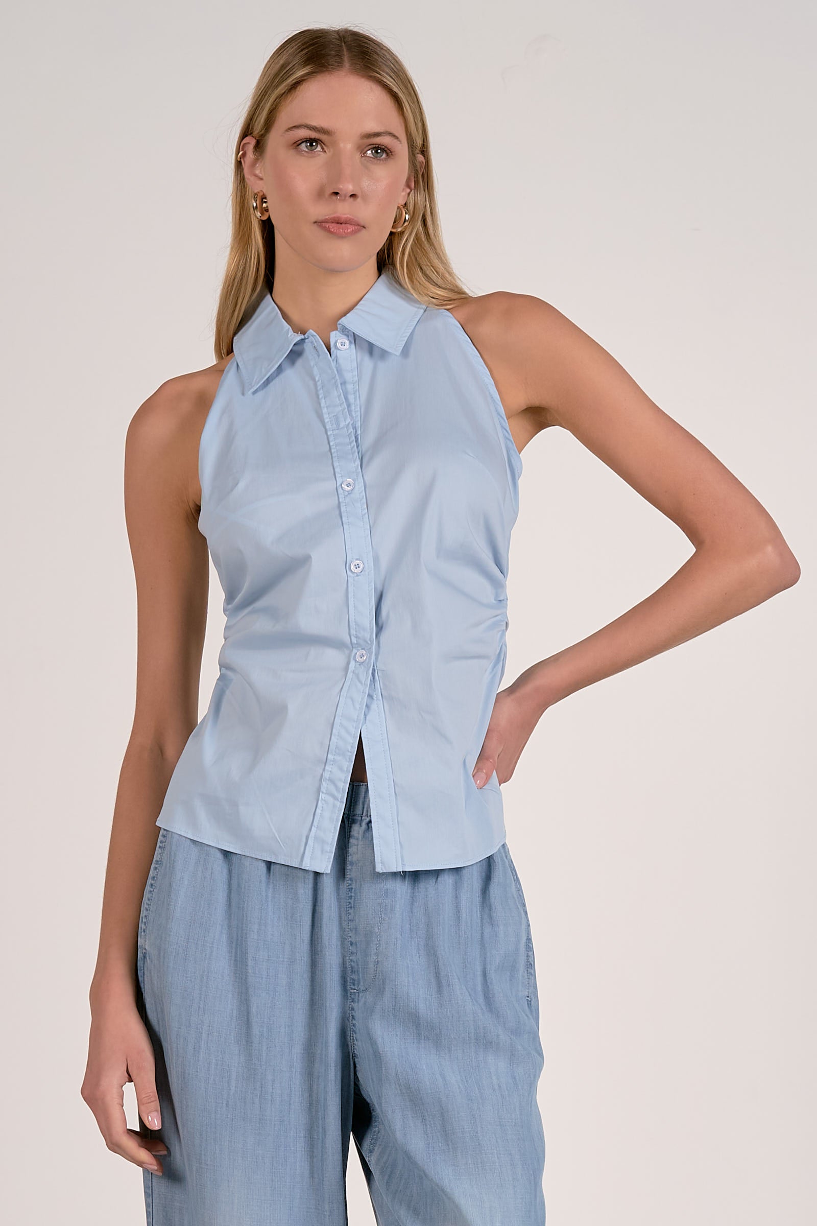 Elan Sleeveless Button Down Top by Sierra Deene