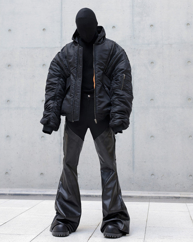 Split Leather Flare Pants by OFFCULTURE