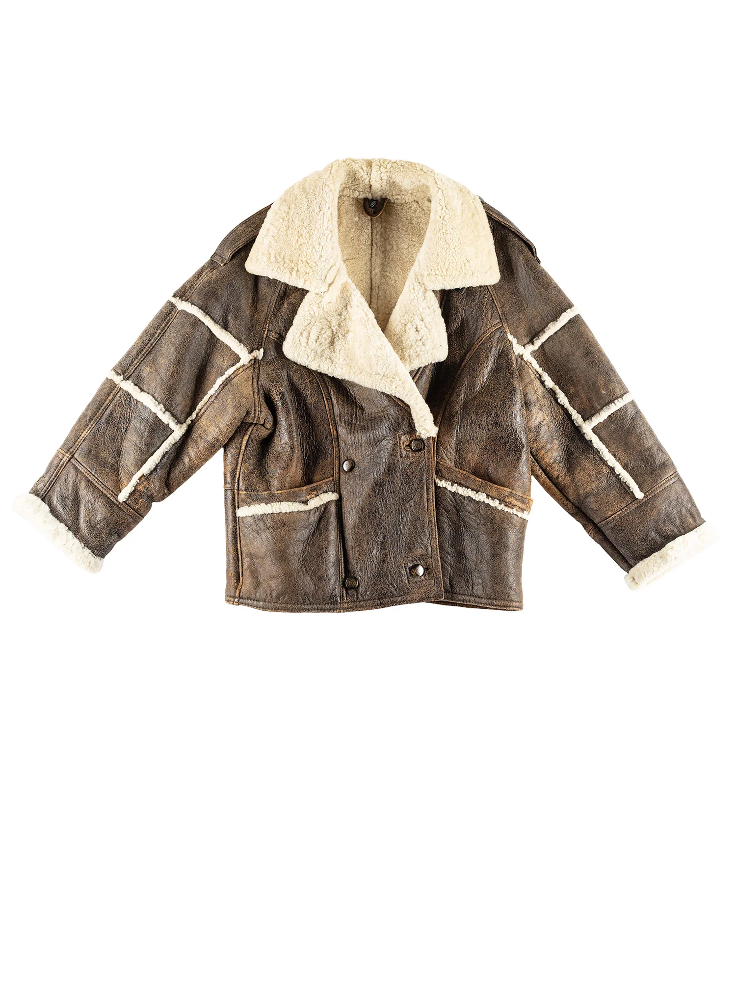 Vintage 80's Women Sheepskin Coat in Brown by Northern Grip