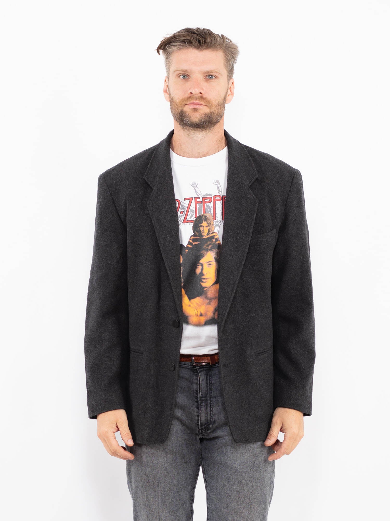 Vintage 90's Men Wool Blend Blazer Jacket in Gray by Northern Grip
