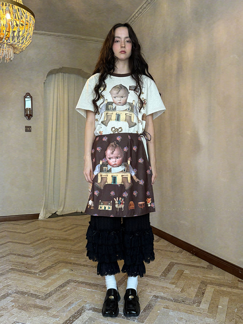 Kawaii Apron Transparent Bow Doll Print - daytoday Everyday Institute by Land Decora