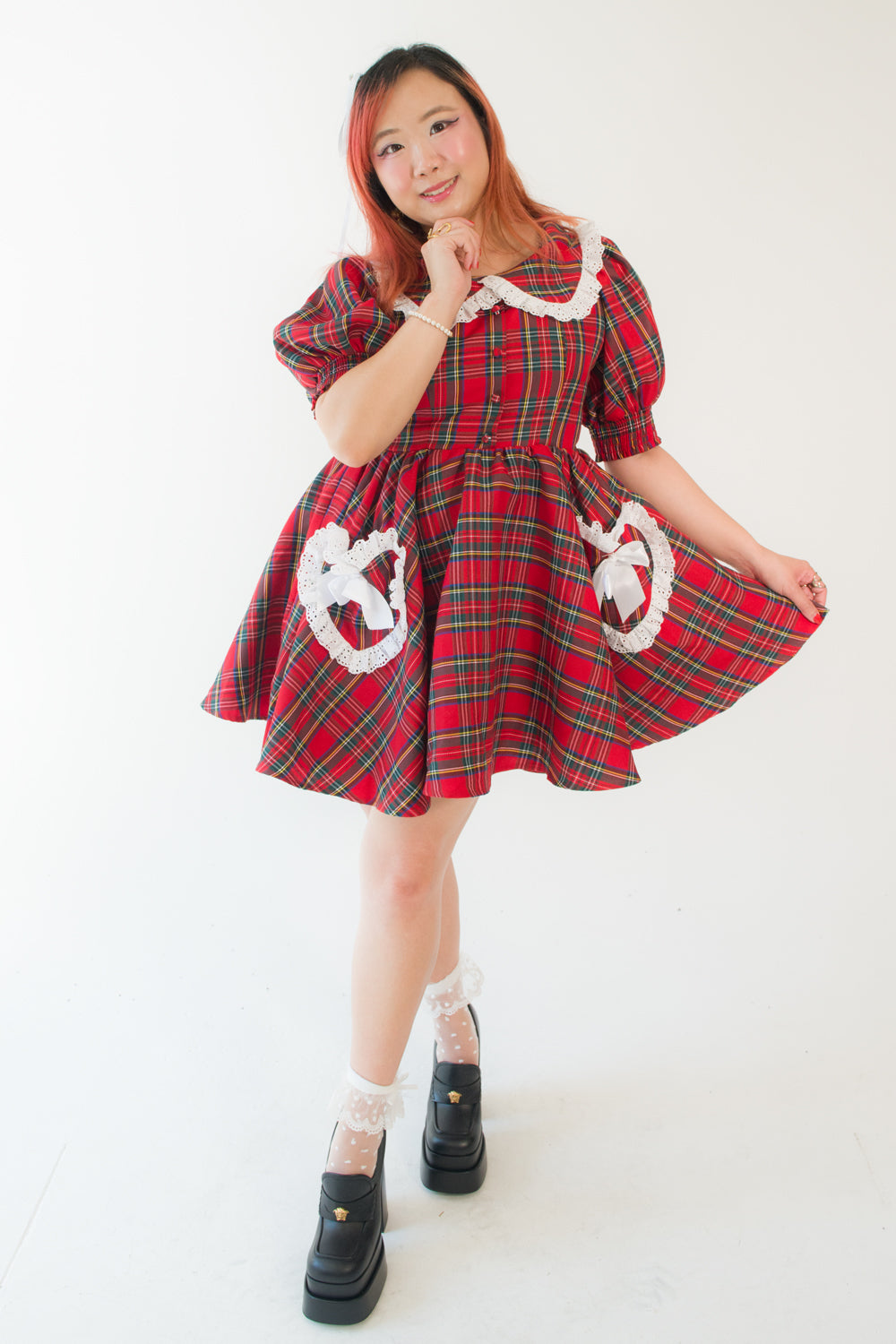 Red Tartan Gumdrop Dress by Miss Candyholic