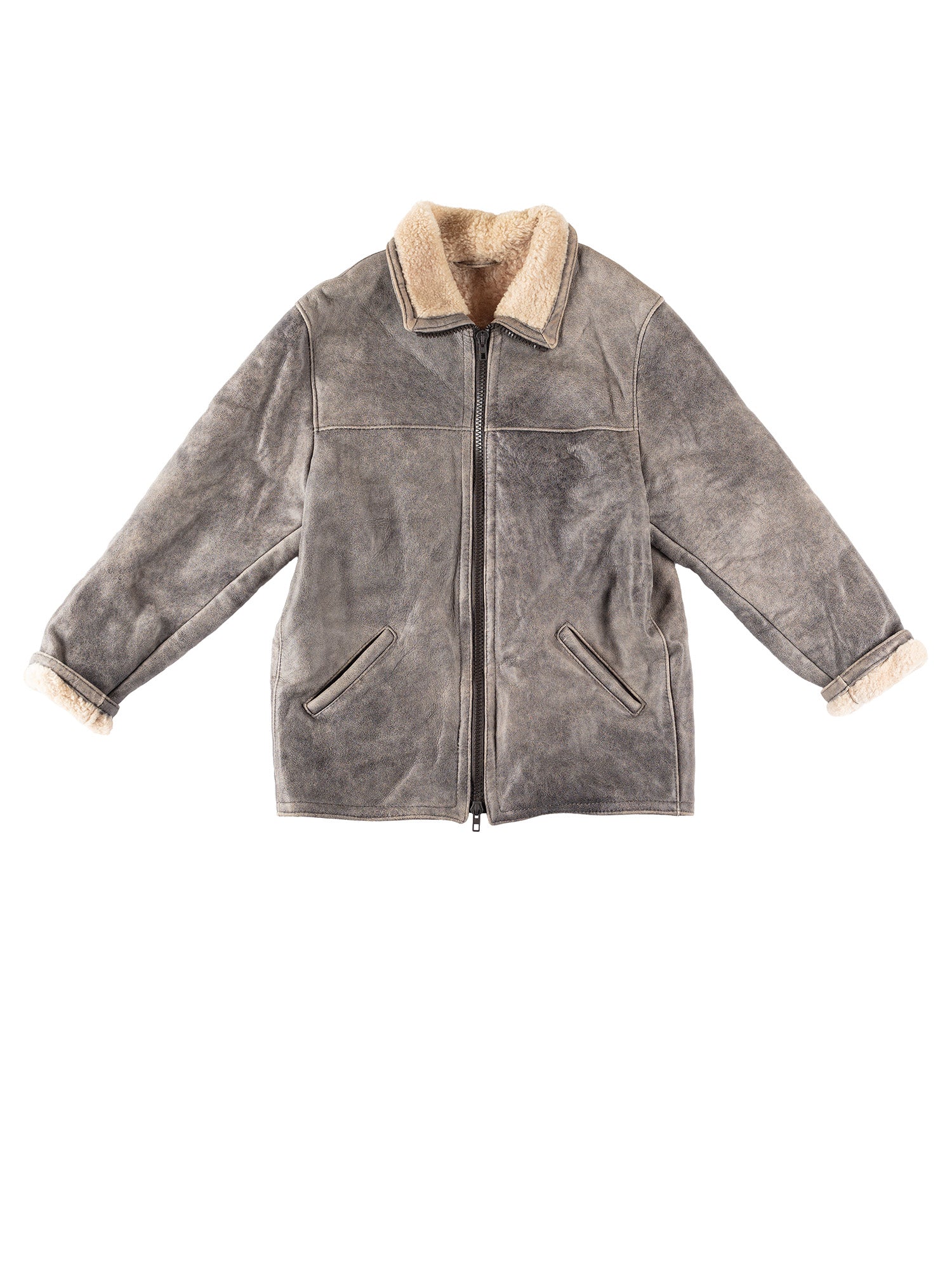 Vintage 90's Men Sheepskin Jacket in Gray by Northern Grip
