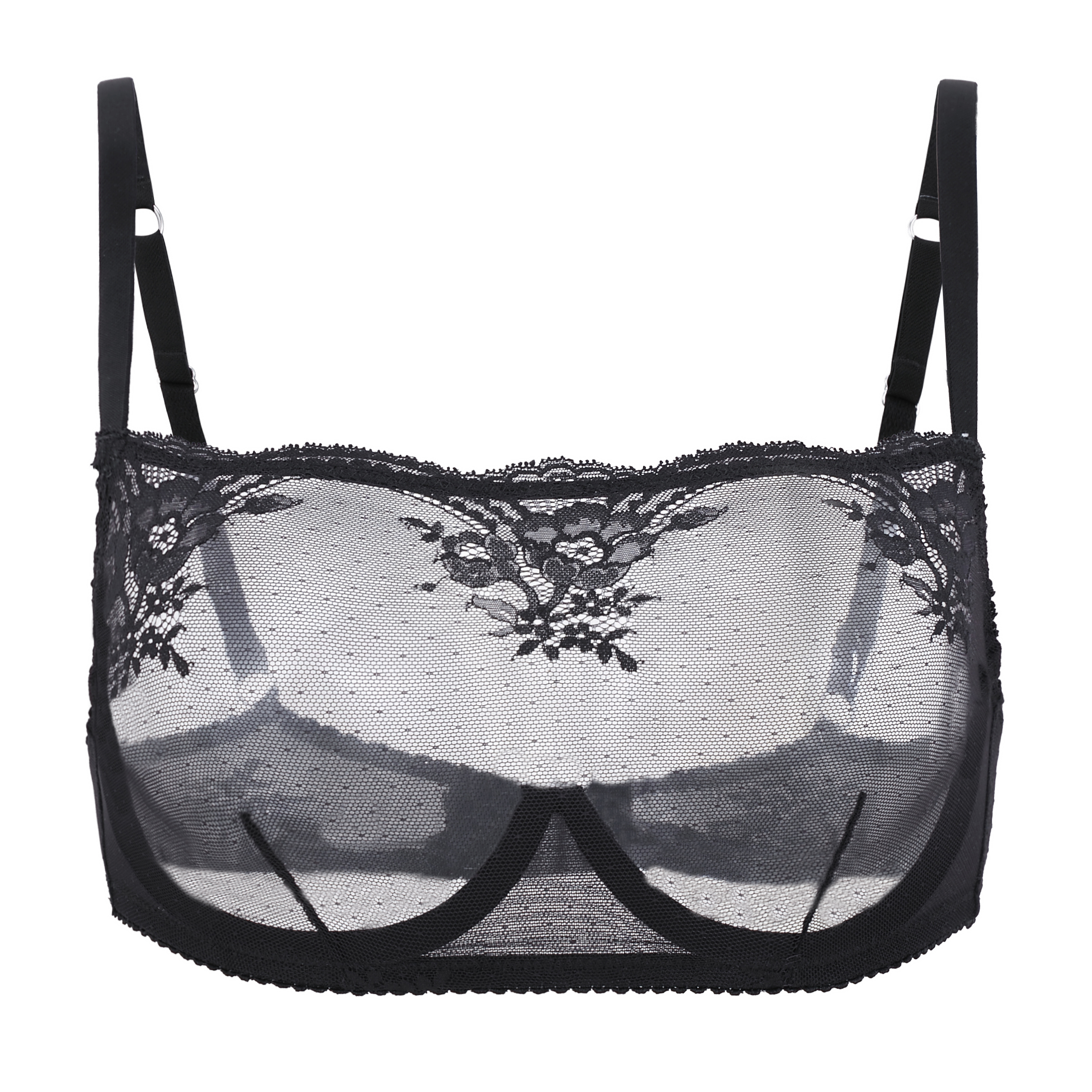 Kim High Neck Sheer Lace Underwire Bra | Amour d'Agnette Lingerie by Amour d'Agnette