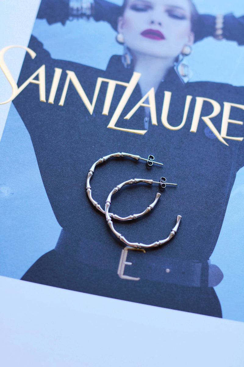 MINI MORGAN BAMBOO HOOPS IN WHITE GOLD (WATERPROOF) by RAËLIV