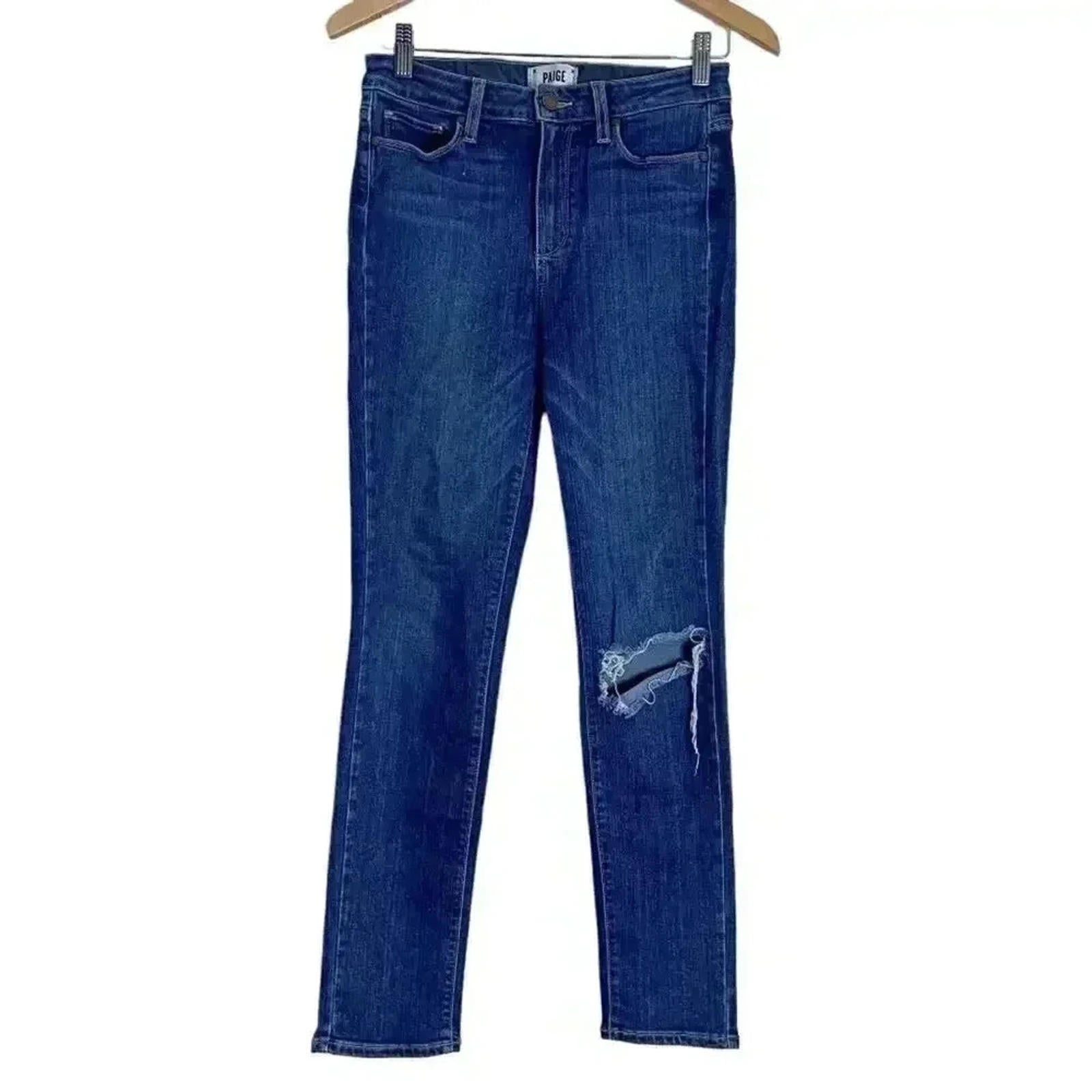 Paige Hoxton Crop Rollup Dark Wash Midrise Skinny Jeans Mid Rise Women by Hot Girl Secondhand