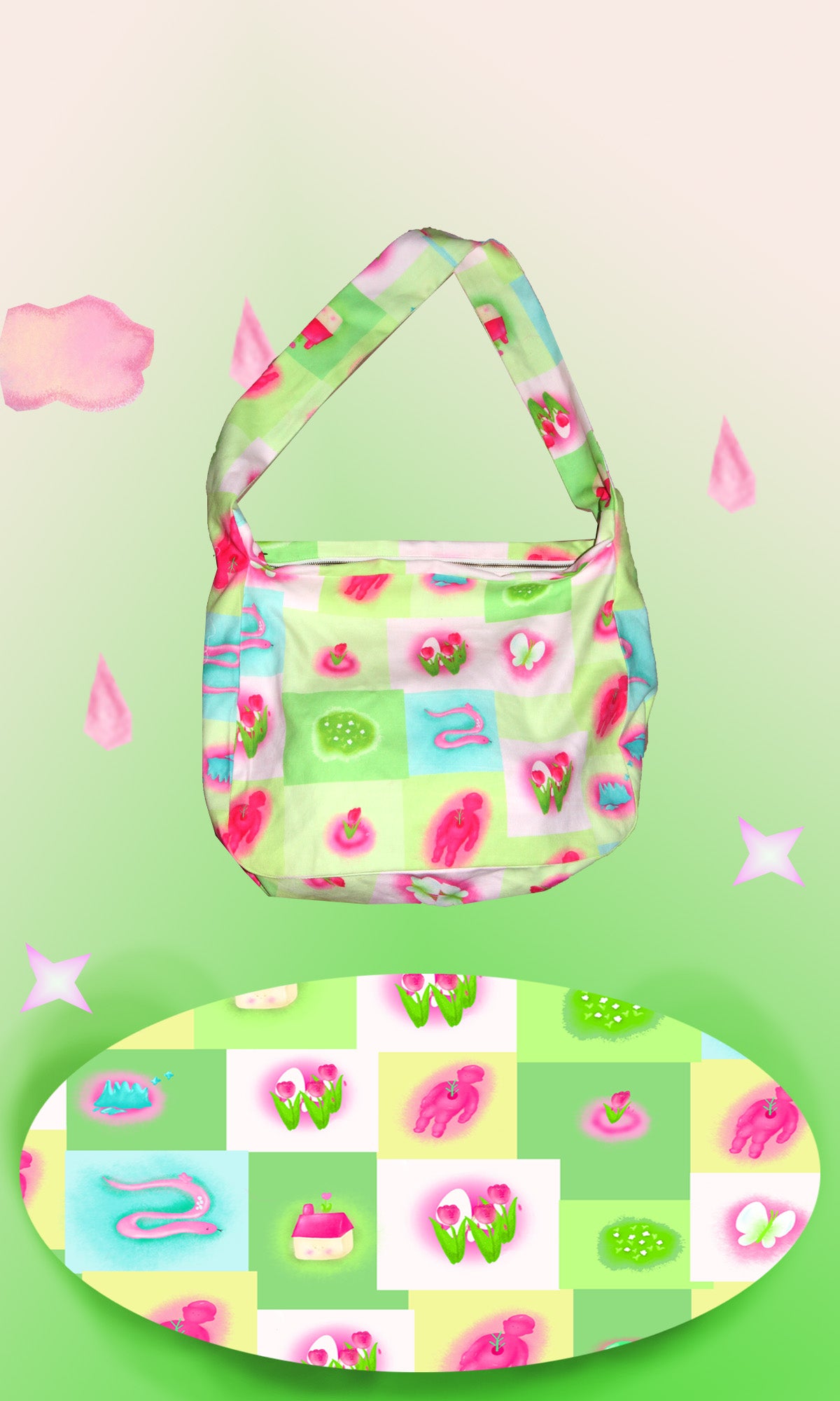 Harajuku Bag Green Shoulder Crossbody Bag Dumpling Shape Bag Moon Meadow by Land Decora