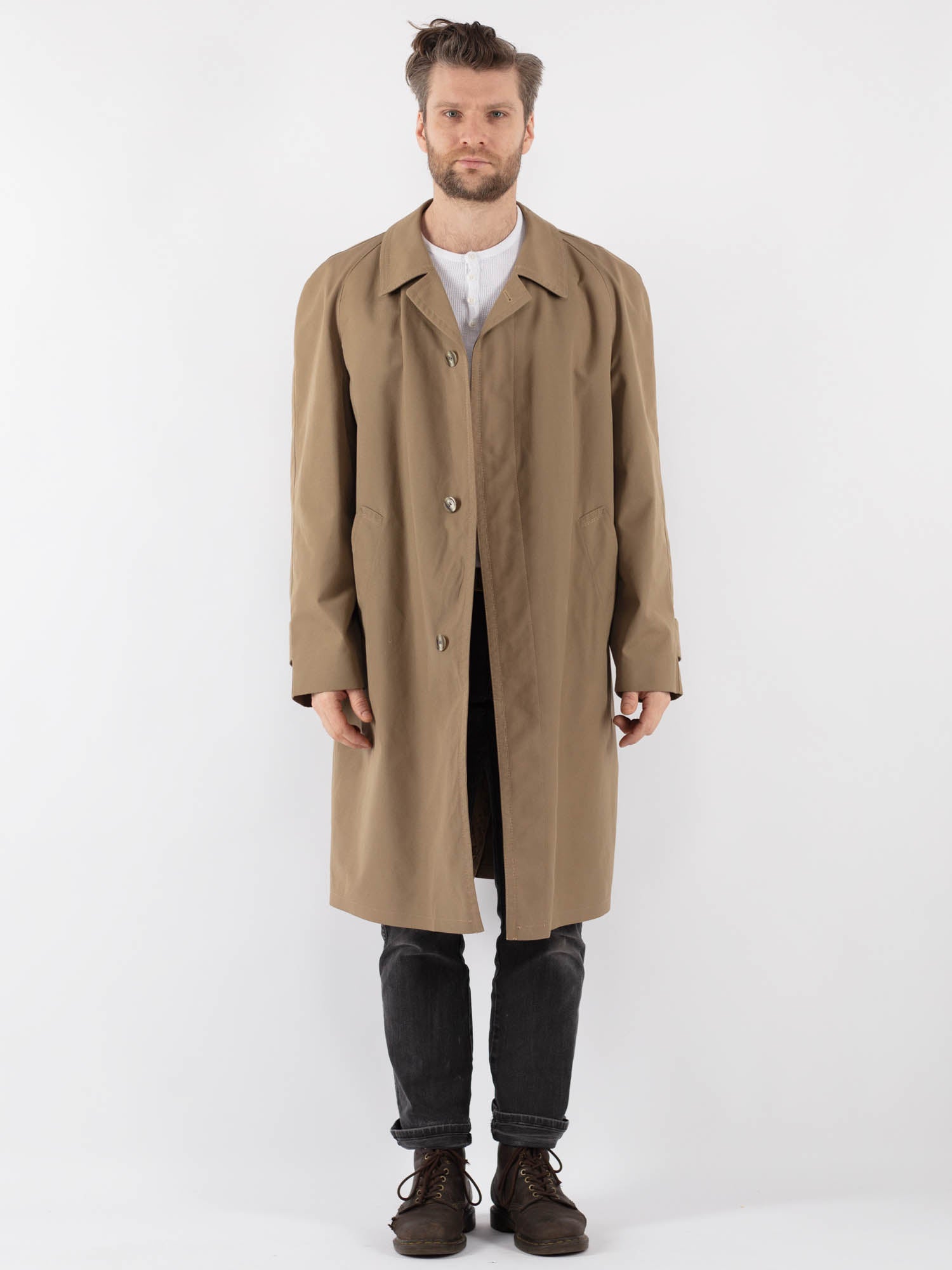 Vintage 70's Men Mac Coat in Beige by Northern Grip