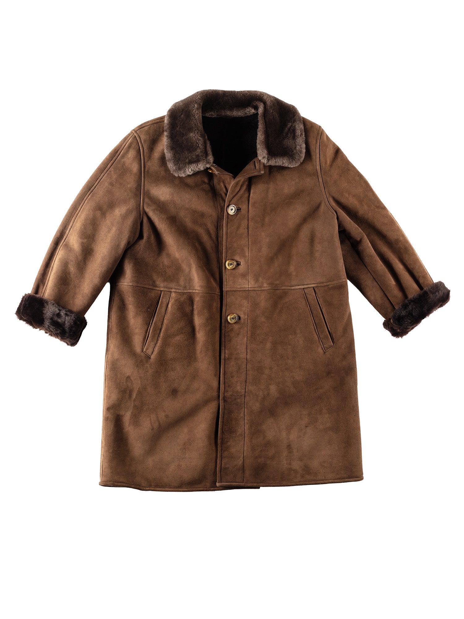 Vintage 80's Men Sheepskin Coat in Brown by Northern Grip