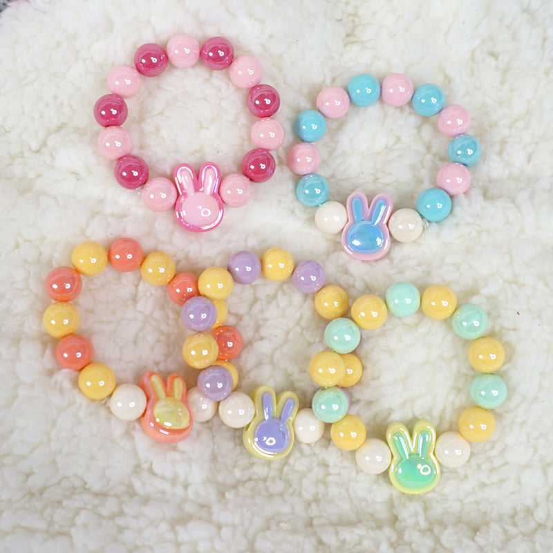 Maojiang Two-Tone Rabbit Head Macaron Bracelet | Dopamine Cute Soft Gi by Land Decora