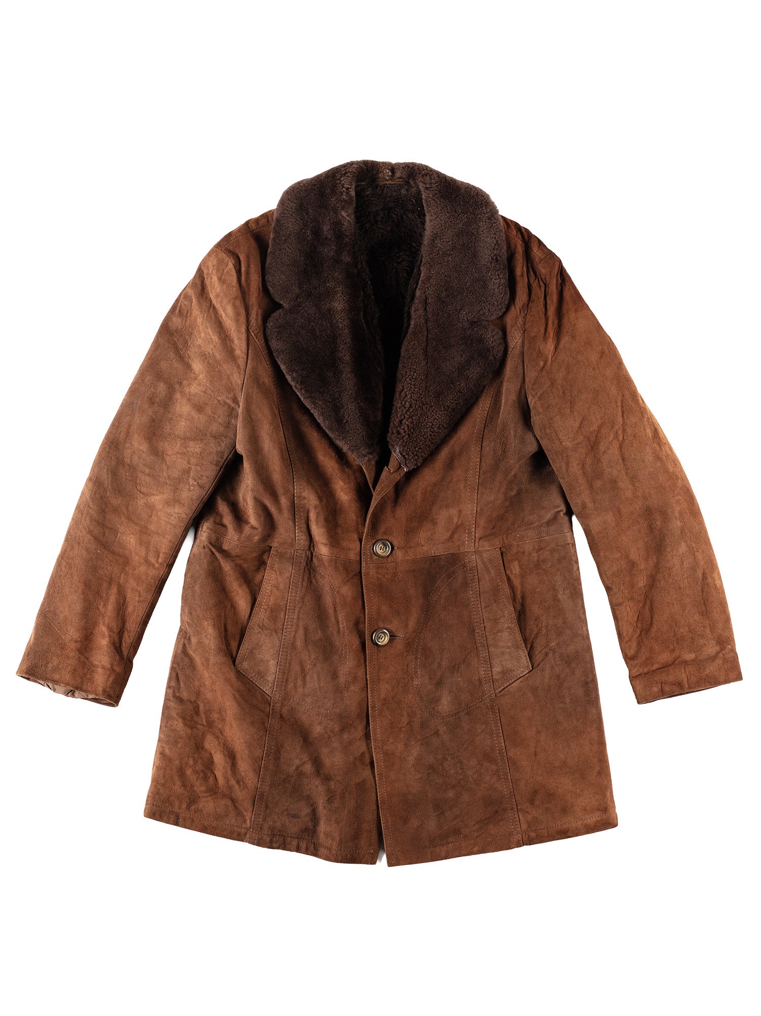 Vintage 70's Men Sheepskin Coat in Brown by Northern Grip