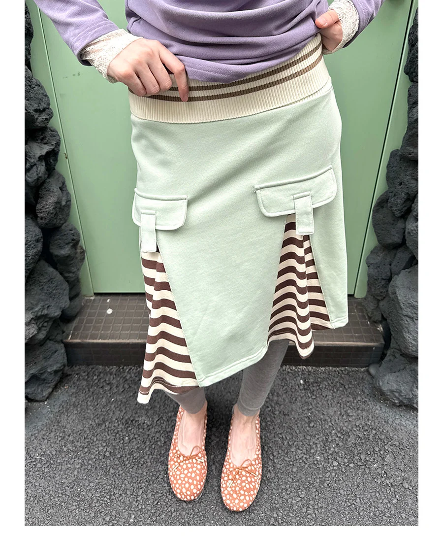 Japanese Striped Mini Skirt - UnsocialNight by Land Decora