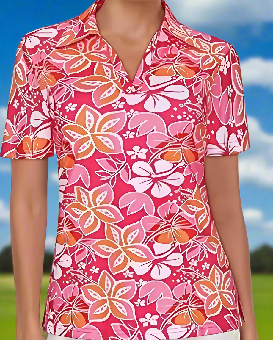 Pink Flower Polo by Putter Girl